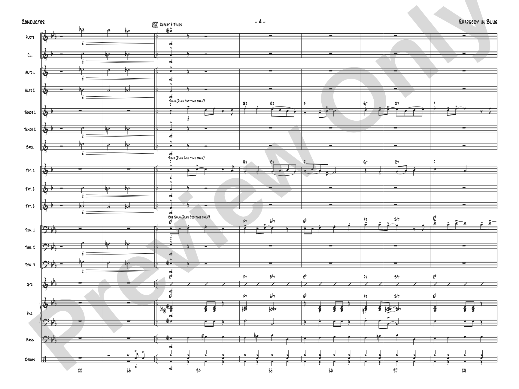 Rhapsody in Blue: Jazz Ensemble Conductor Score & Parts