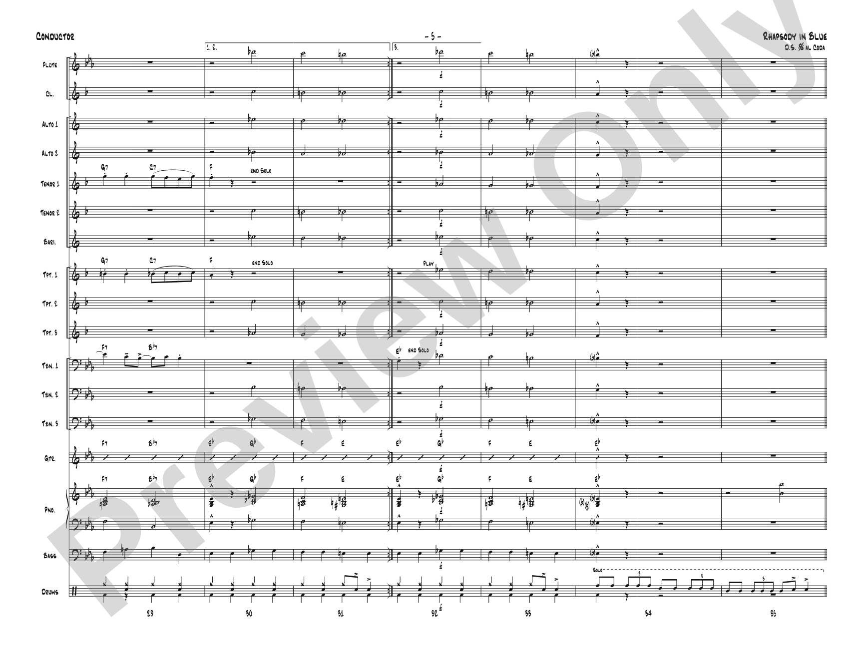 Rhapsody in Blue: Jazz Ensemble Conductor Score & Parts