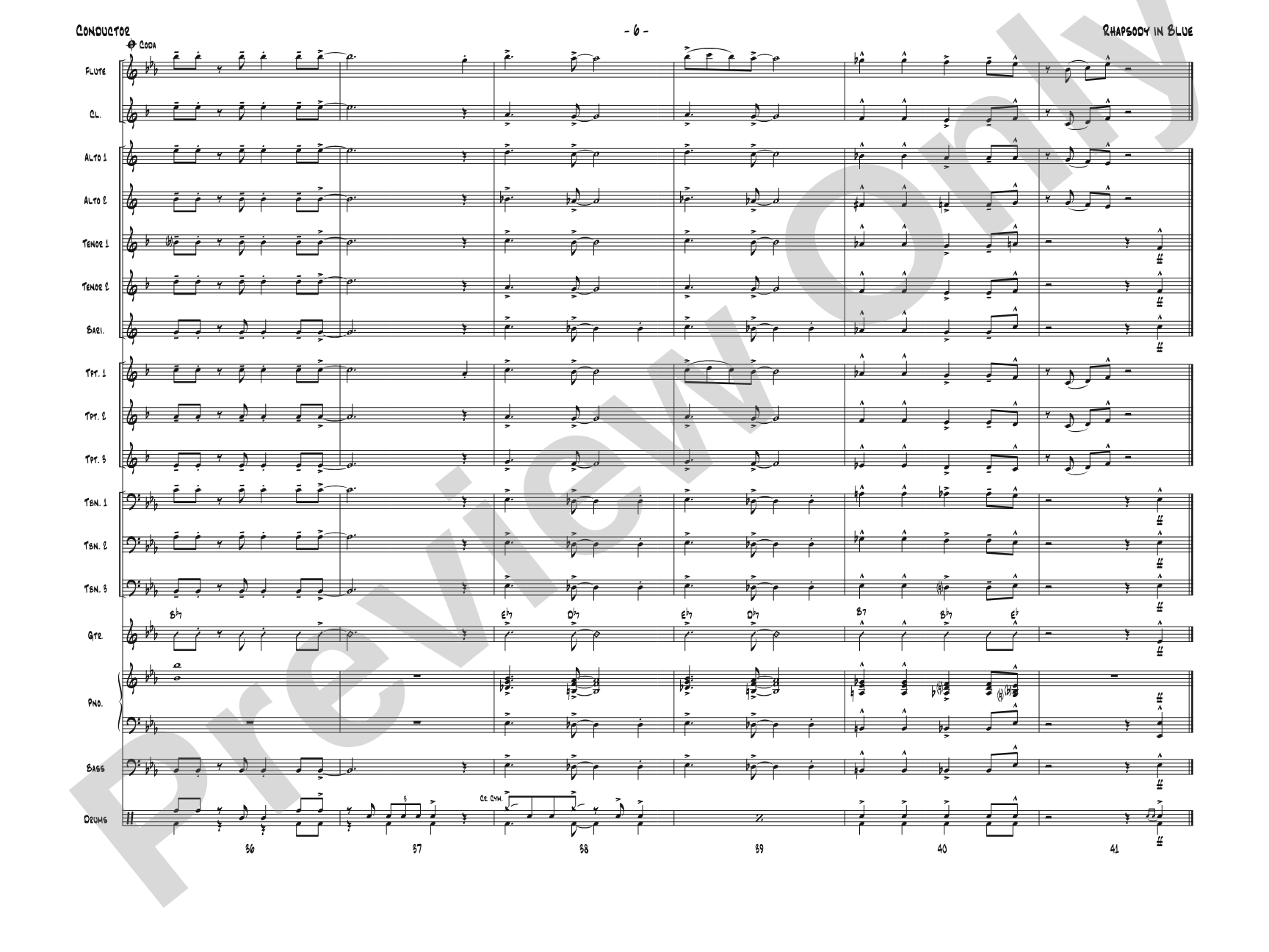 Rhapsody in Blue: Jazz Ensemble Conductor Score & Parts
