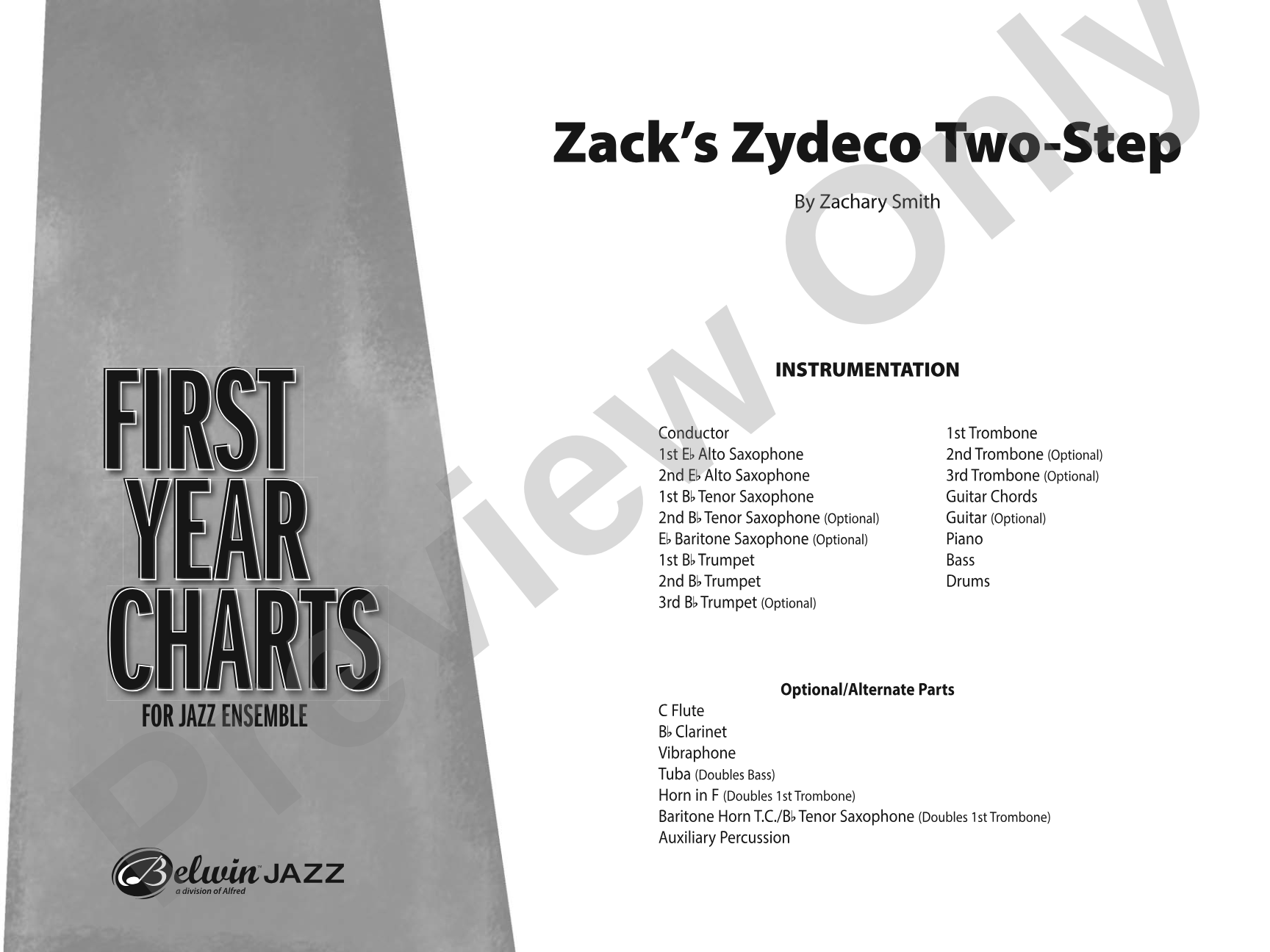 Zack's Zydeco Two-Step: Jazz Ensemble Conductor Score & Parts
