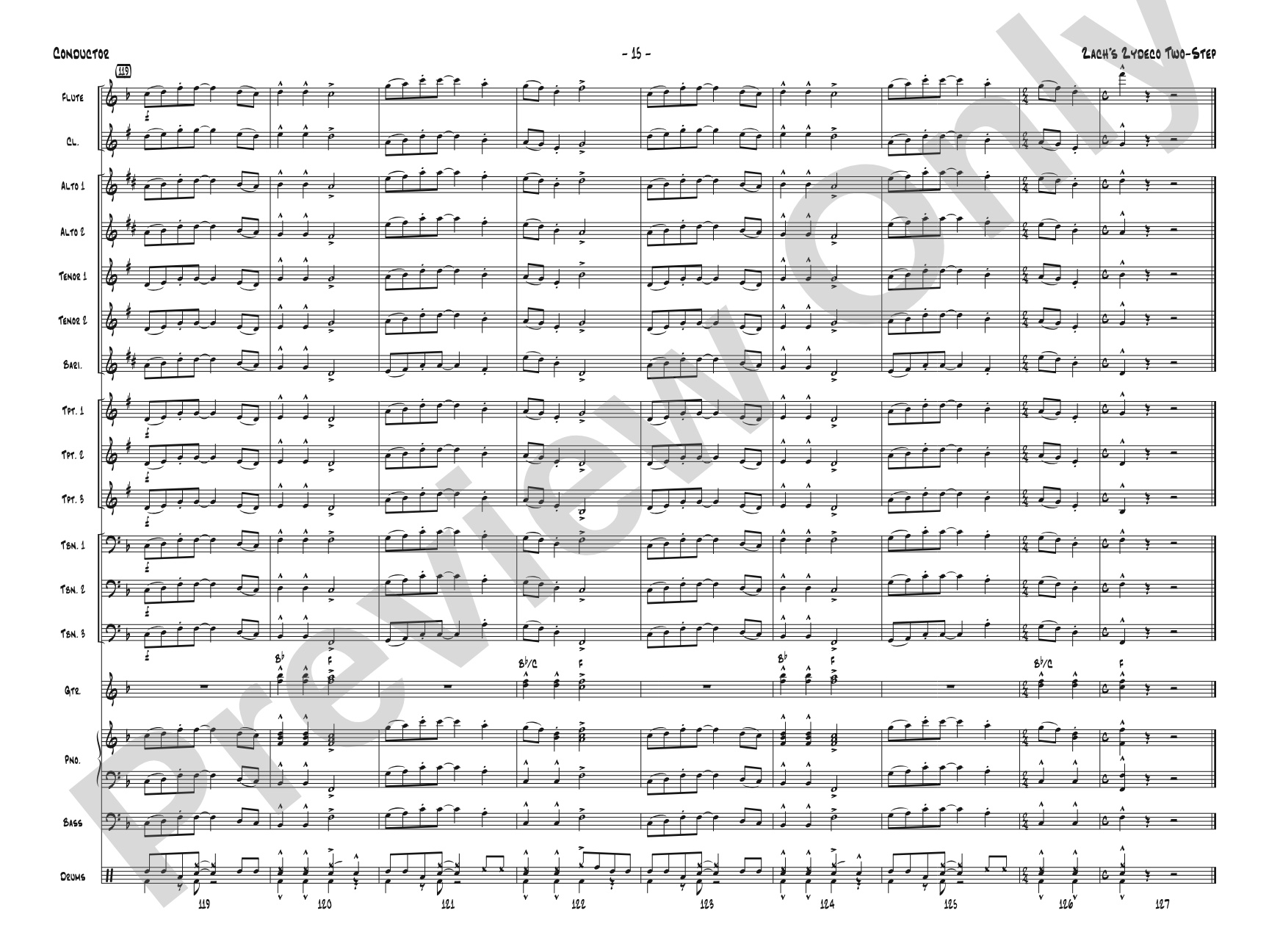 Zack's Zydeco Two-Step: Jazz Ensemble Conductor Score & Parts