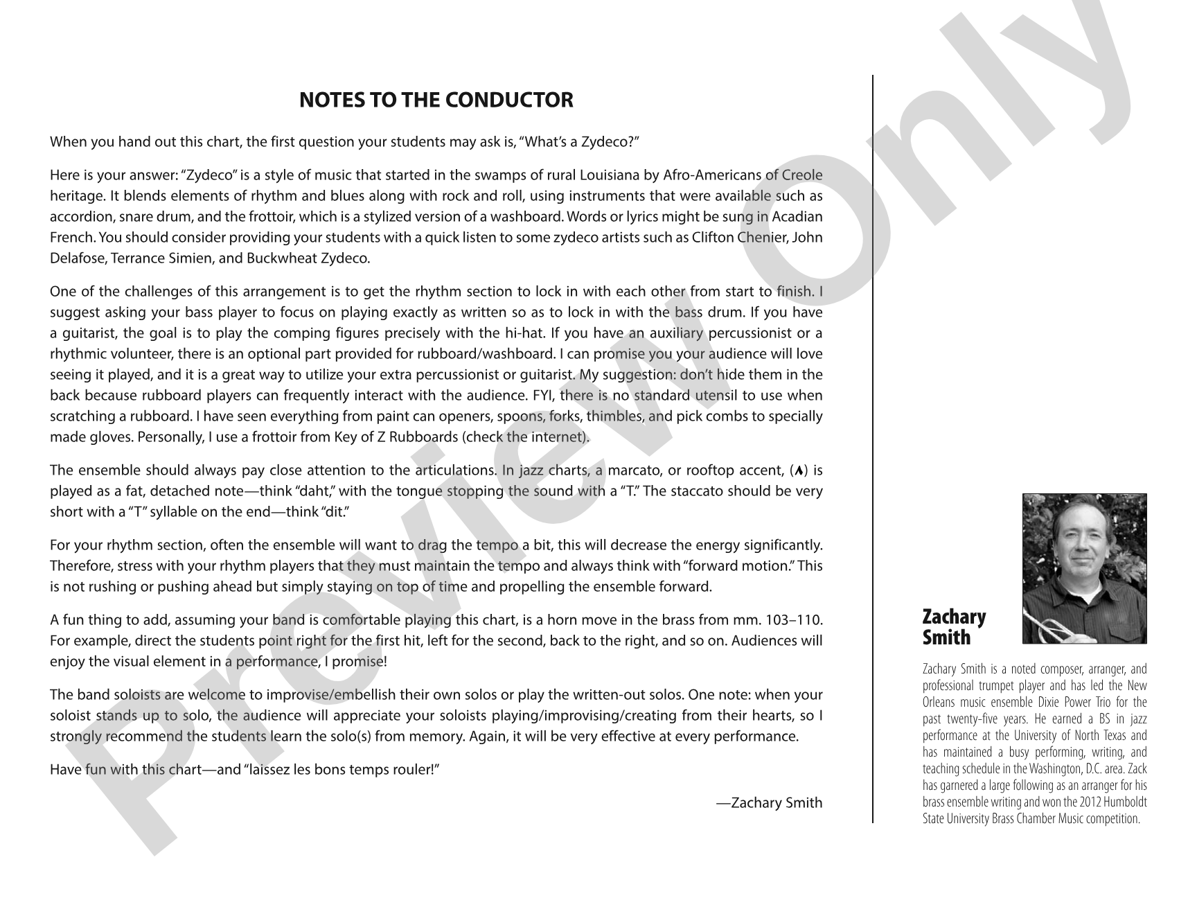 Zack's Zydeco Two-Step: Jazz Ensemble Conductor Score & Parts