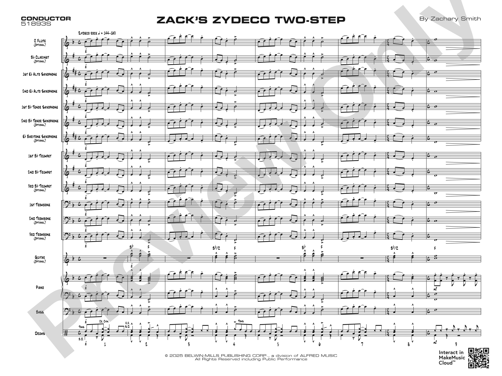 Zack's Zydeco Two-Step: Jazz Ensemble Conductor Score & Parts