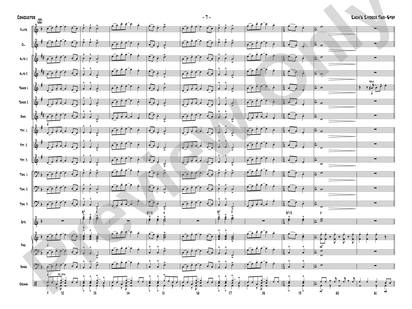 Zack's Zydeco Two-Step: Jazz Ensemble Conductor Score & Parts