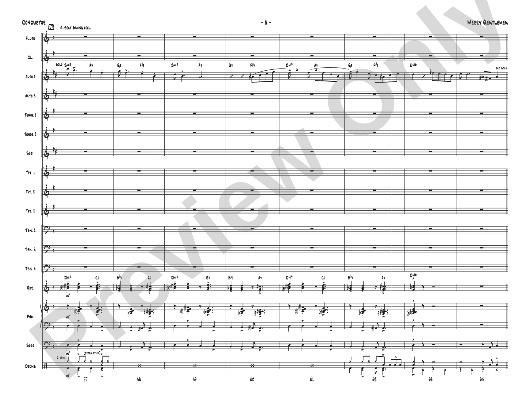 Merry Gentlemen: Jazz Ensemble Conductor Score & Parts