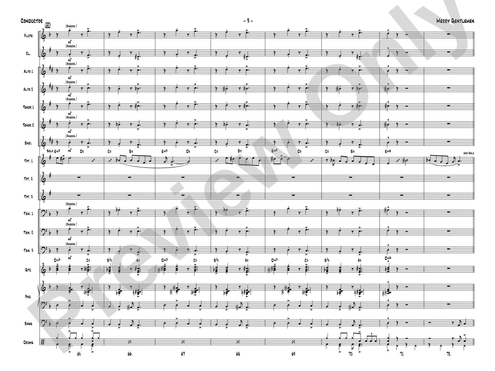 Merry Gentlemen: Jazz Ensemble Conductor Score & Parts