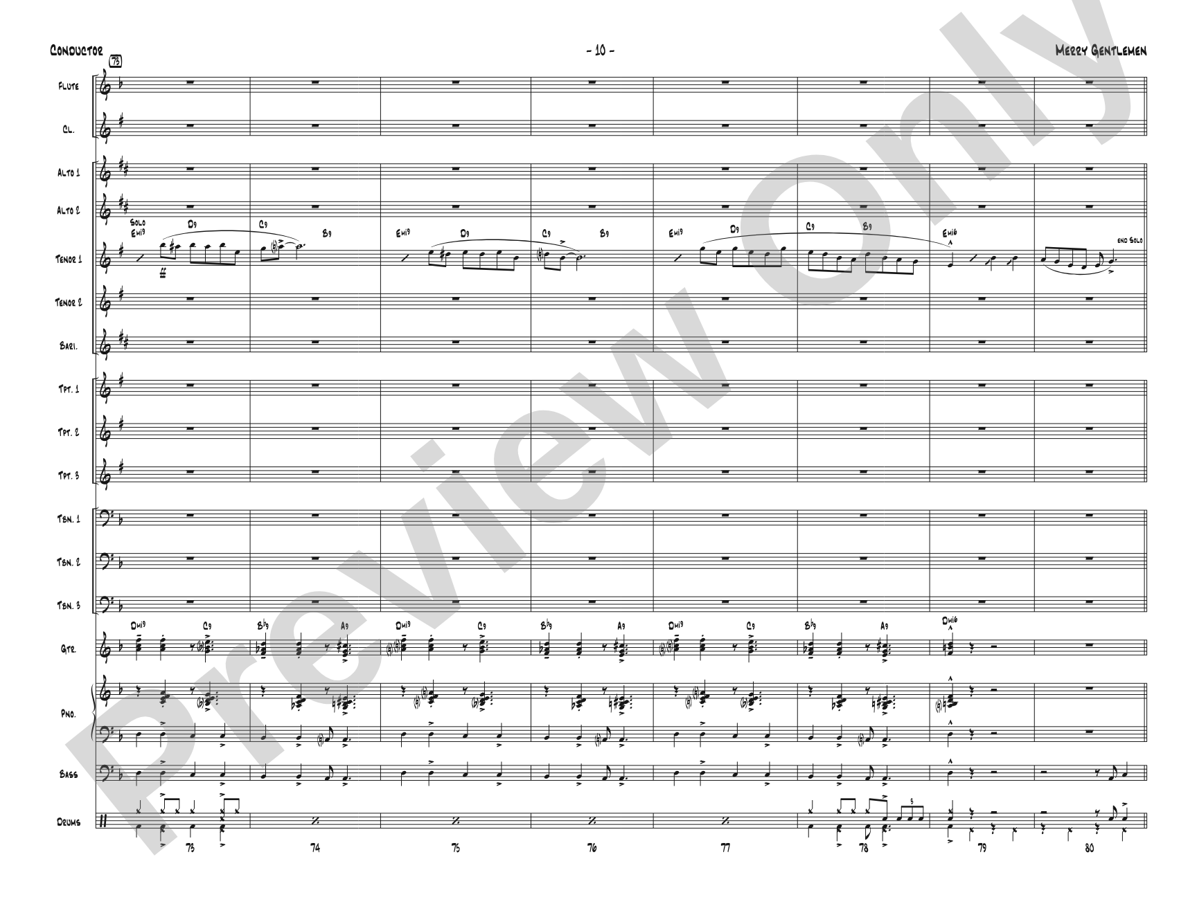 Merry Gentlemen: Jazz Ensemble Conductor Score & Parts
