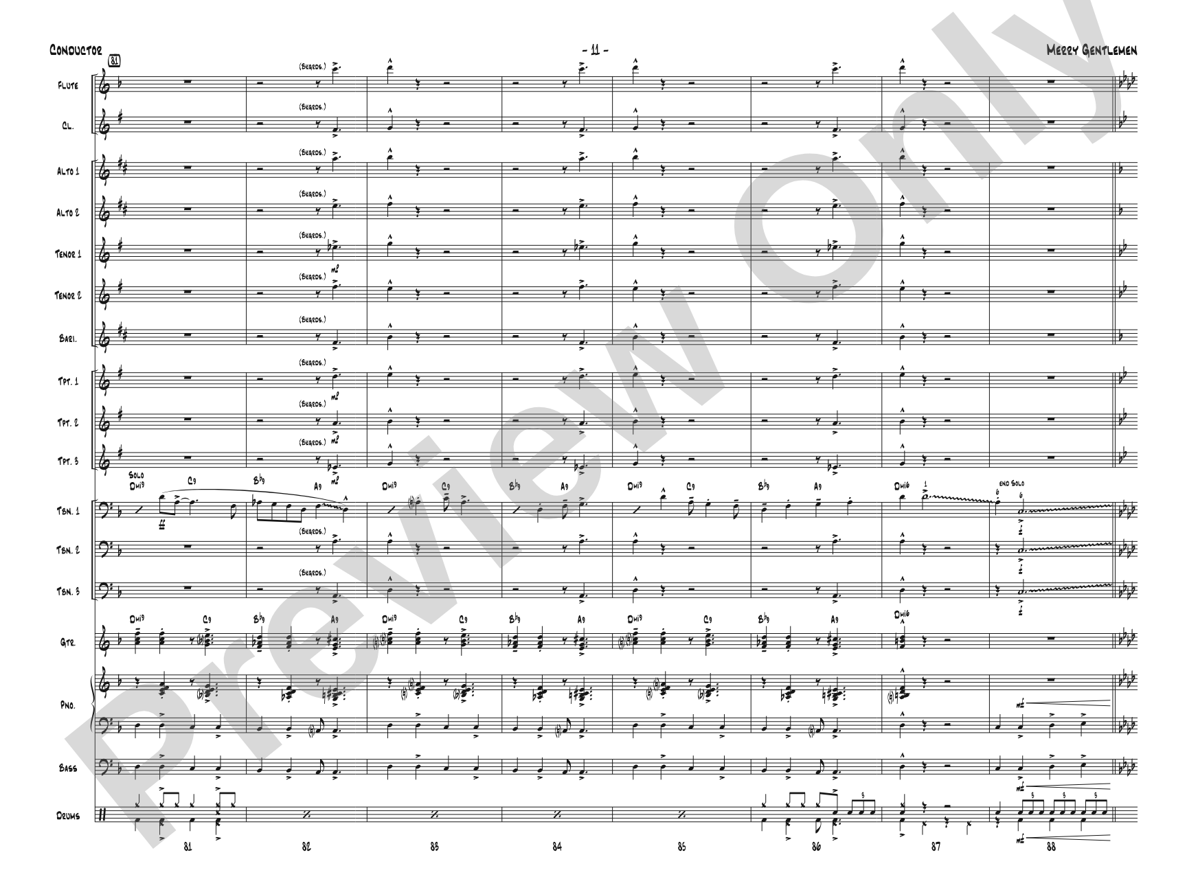 Merry Gentlemen: Jazz Ensemble Conductor Score & Parts