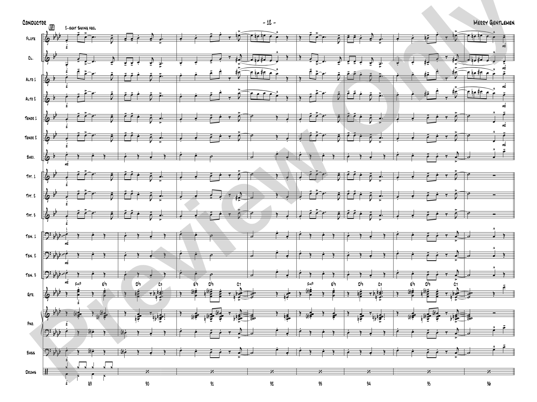 Merry Gentlemen: Jazz Ensemble Conductor Score & Parts