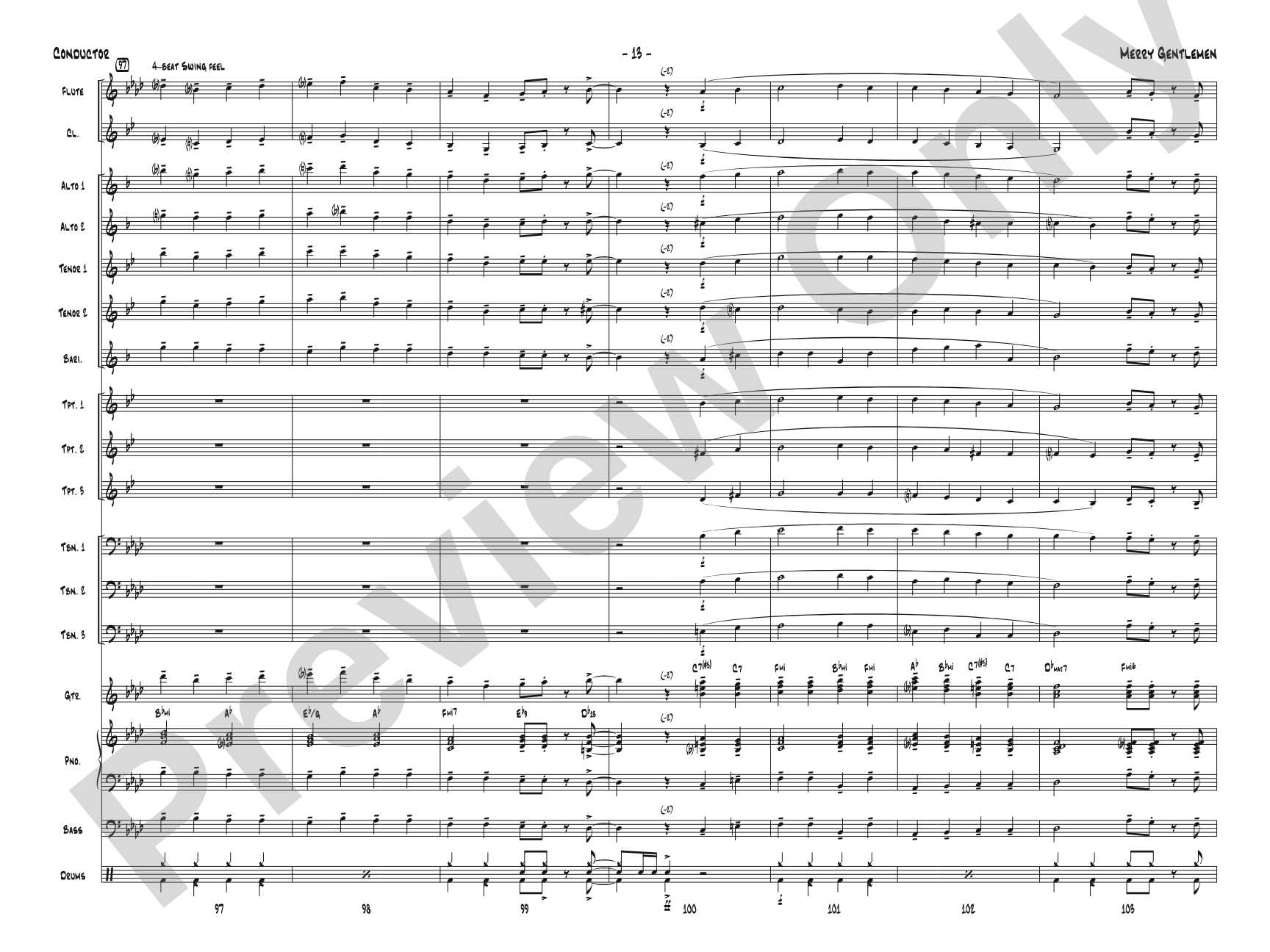 Merry Gentlemen: Jazz Ensemble Conductor Score & Parts