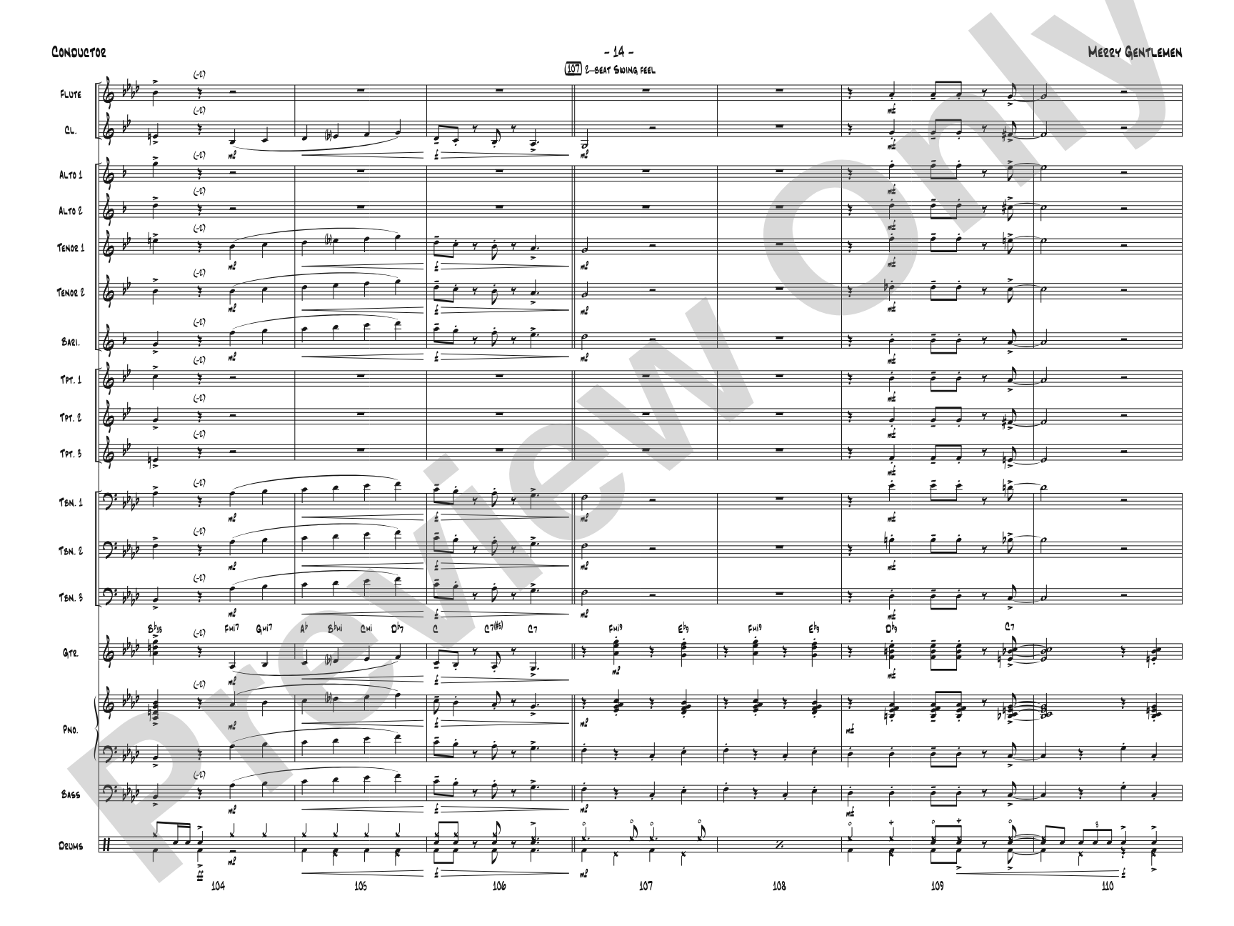 Merry Gentlemen: Jazz Ensemble Conductor Score & Parts