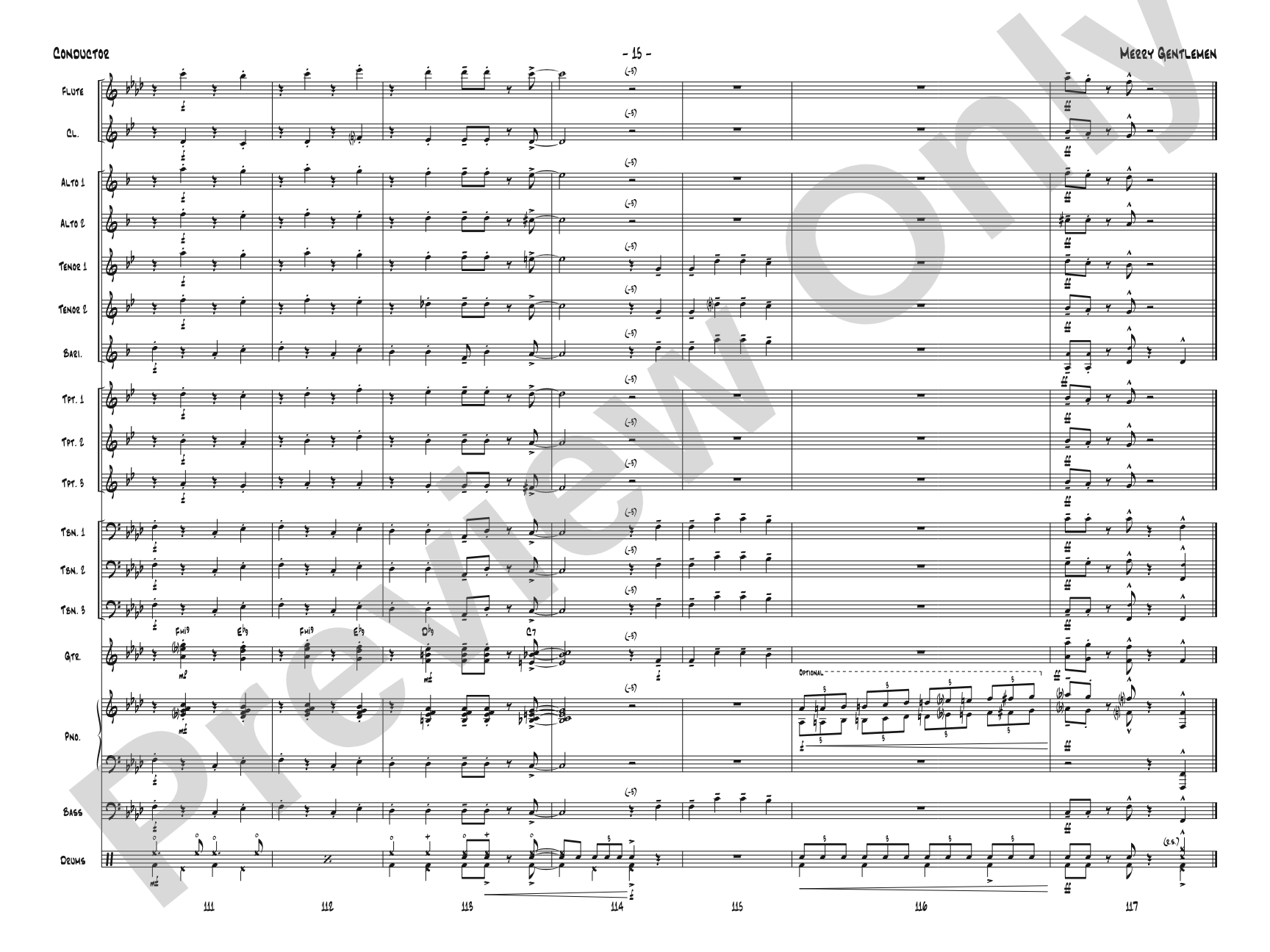 Merry Gentlemen: Jazz Ensemble Conductor Score & Parts