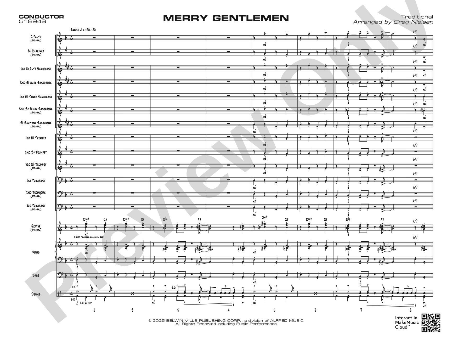 Merry Gentlemen: Jazz Ensemble Conductor Score & Parts
