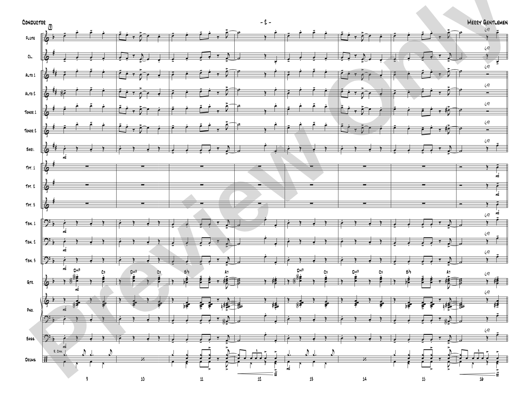 Merry Gentlemen: Jazz Ensemble Conductor Score & Parts