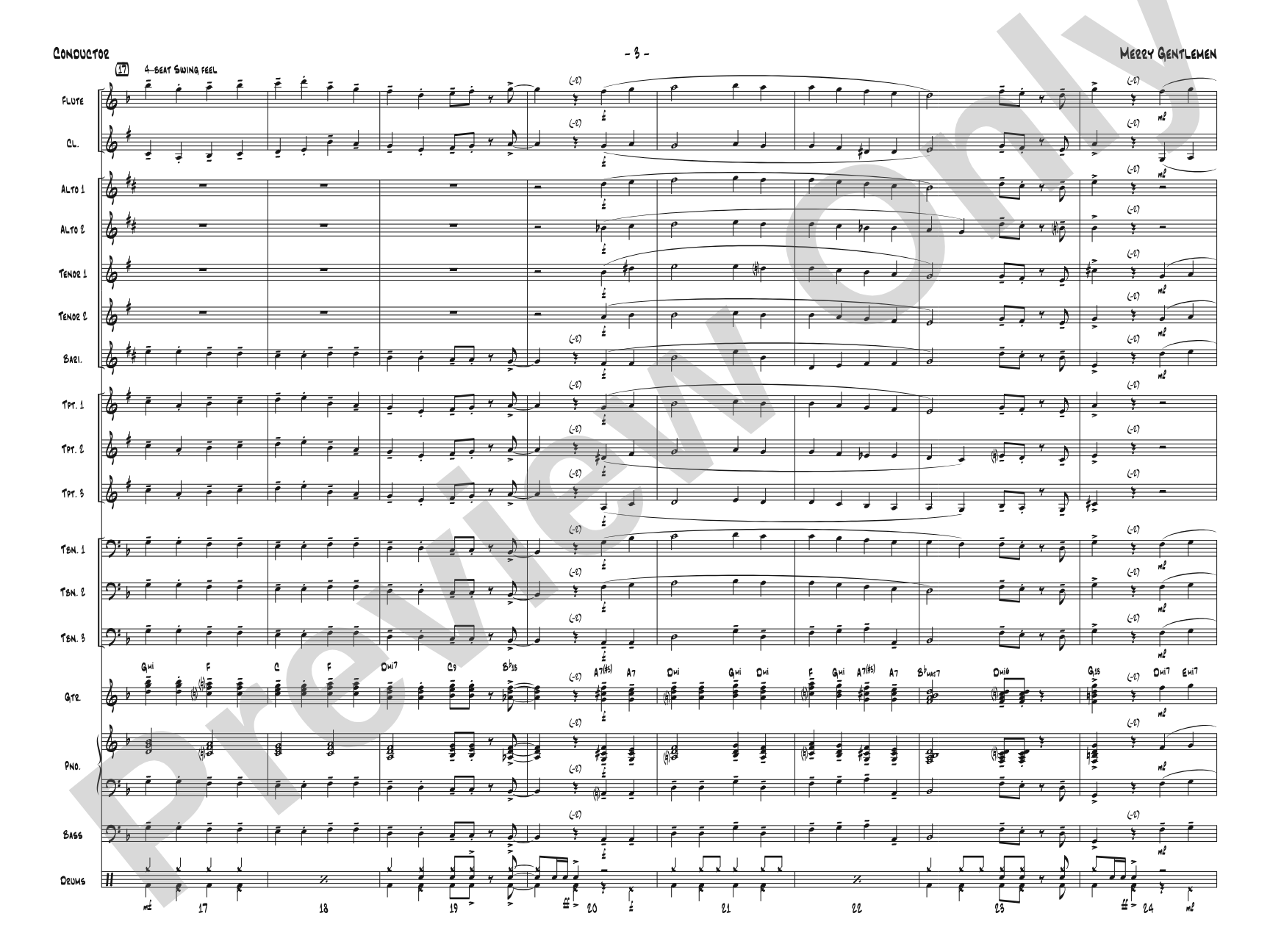 Merry Gentlemen: Jazz Ensemble Conductor Score & Parts