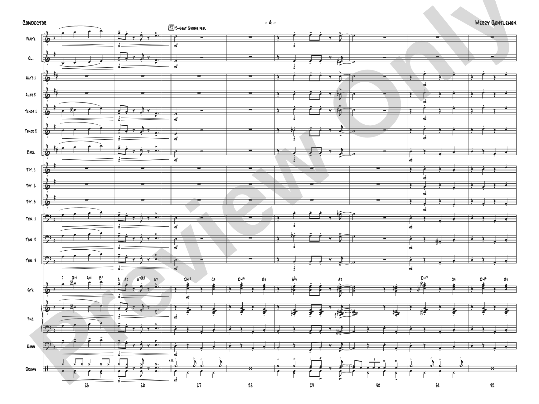 Merry Gentlemen: Jazz Ensemble Conductor Score & Parts