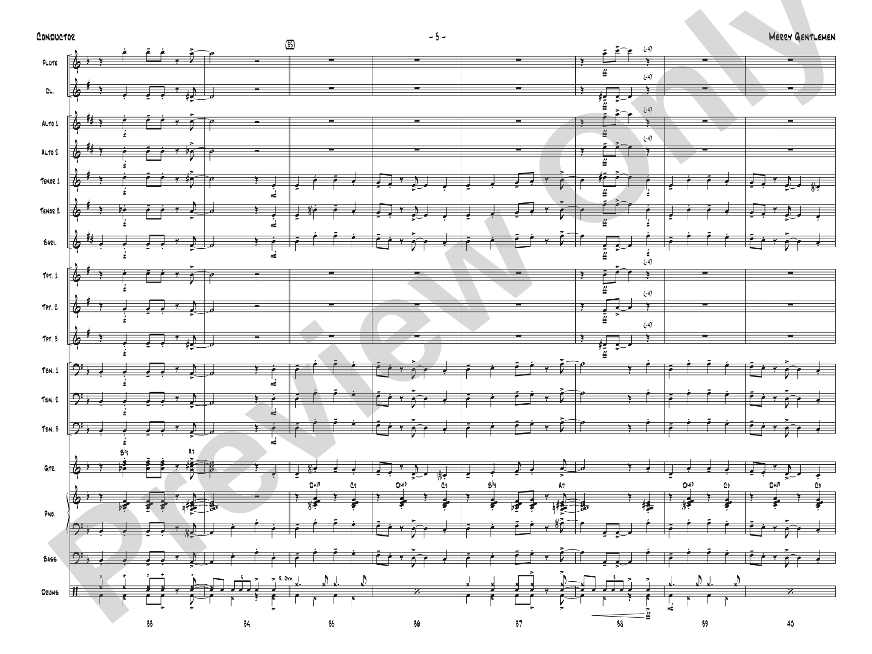 Merry Gentlemen: Jazz Ensemble Conductor Score & Parts