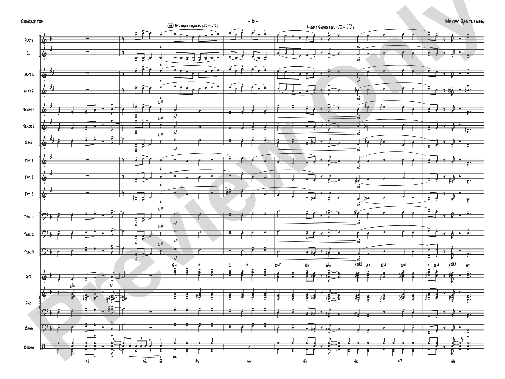 Merry Gentlemen: Jazz Ensemble Conductor Score & Parts