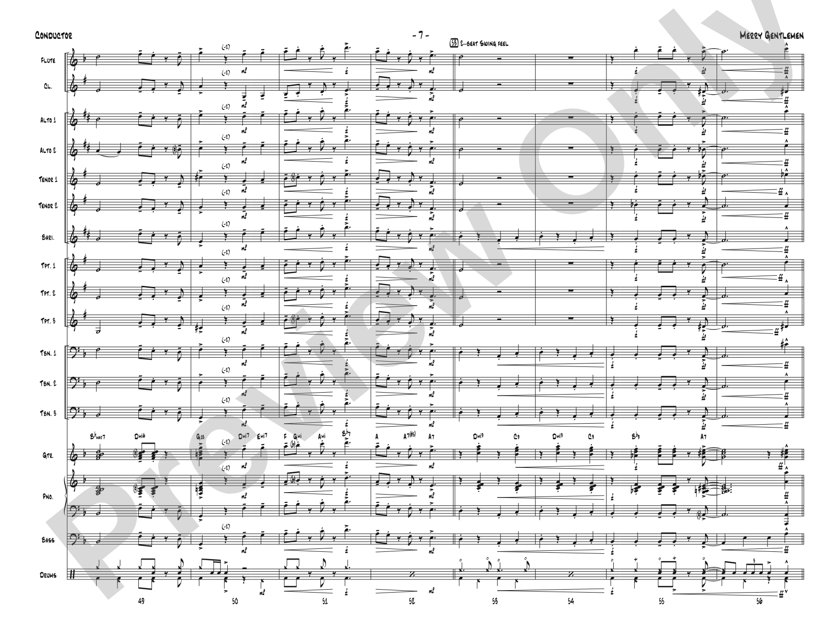 Merry Gentlemen: Jazz Ensemble Conductor Score & Parts
