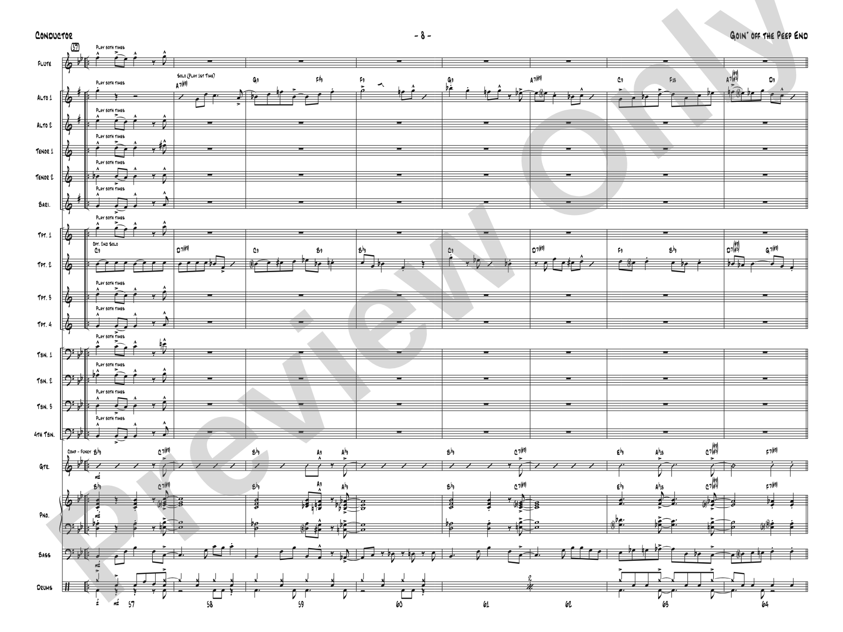 Goin' off the Peep End: Jazz Ensemble Conductor Score & Parts