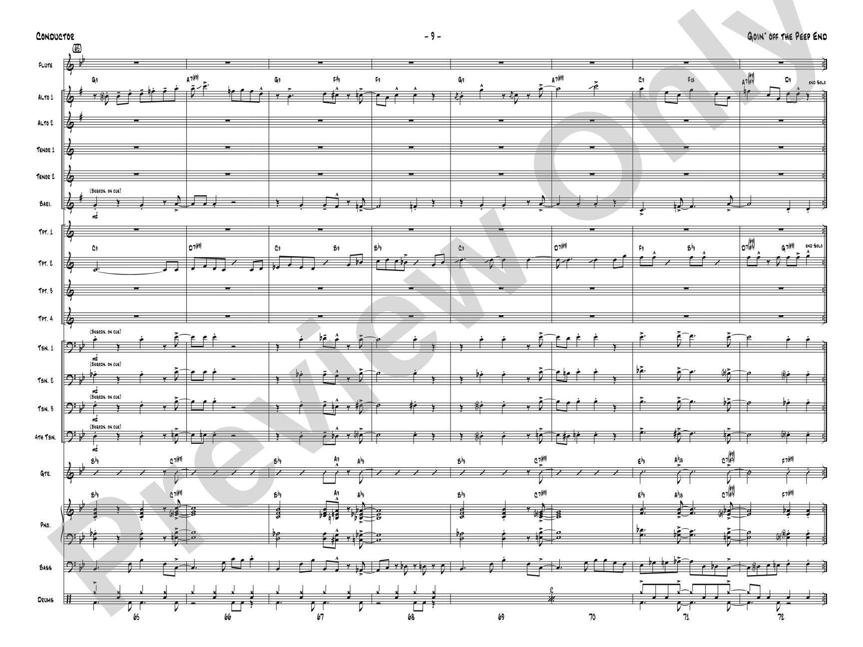 Goin' off the Peep End: Jazz Ensemble Conductor Score & Parts