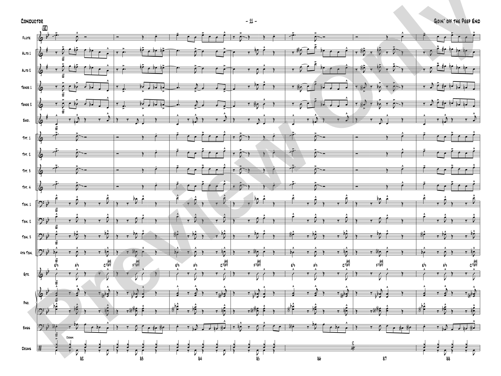 Goin' off the Peep End: Jazz Ensemble Conductor Score & Parts