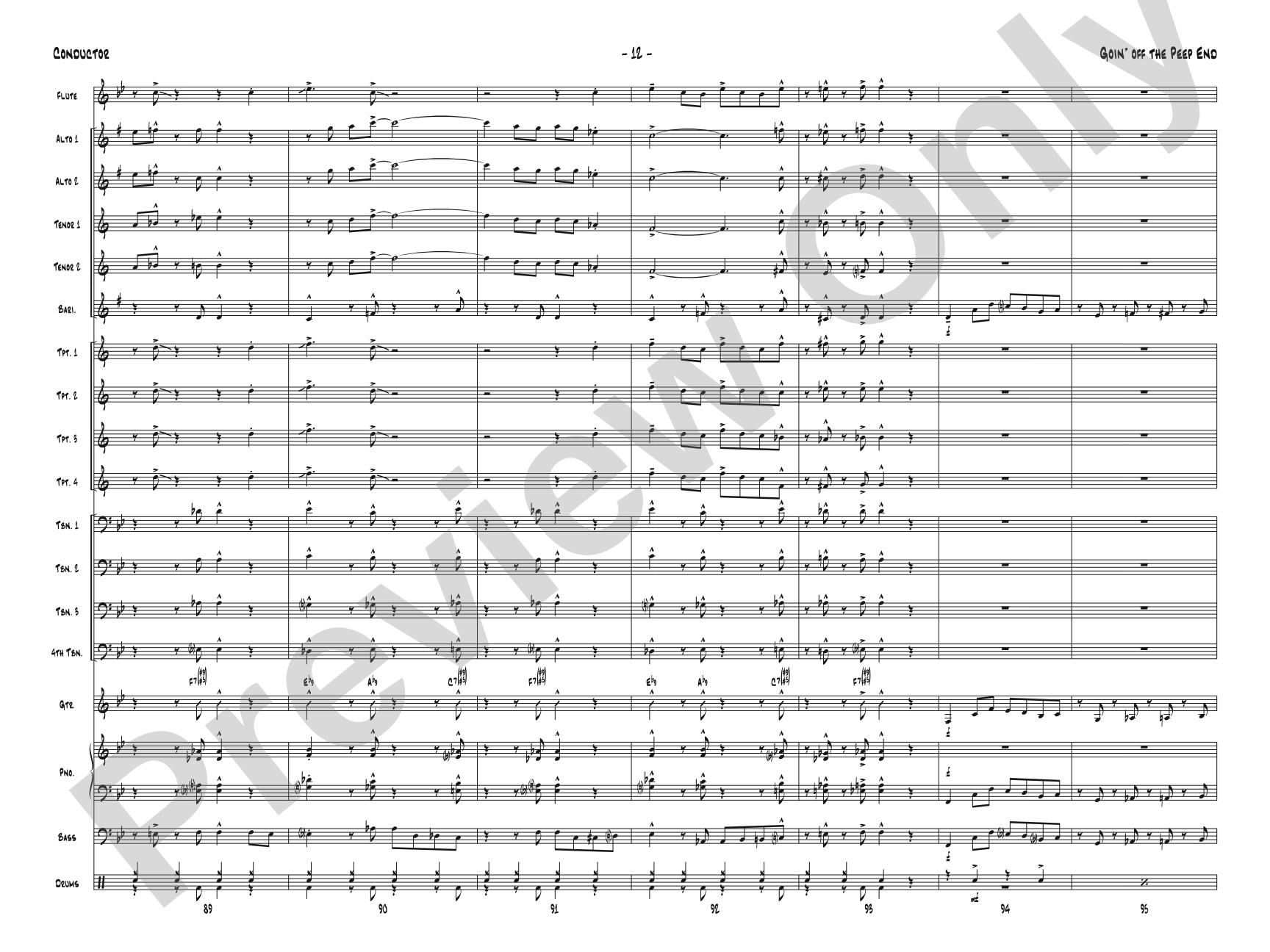 Goin' off the Peep End: Jazz Ensemble Conductor Score & Parts