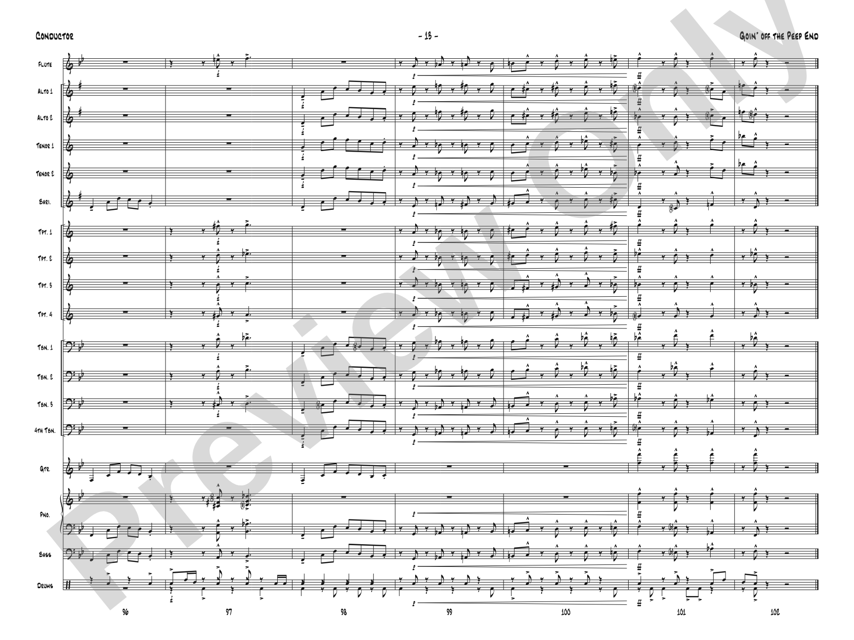 Goin' off the Peep End: Jazz Ensemble Conductor Score & Parts