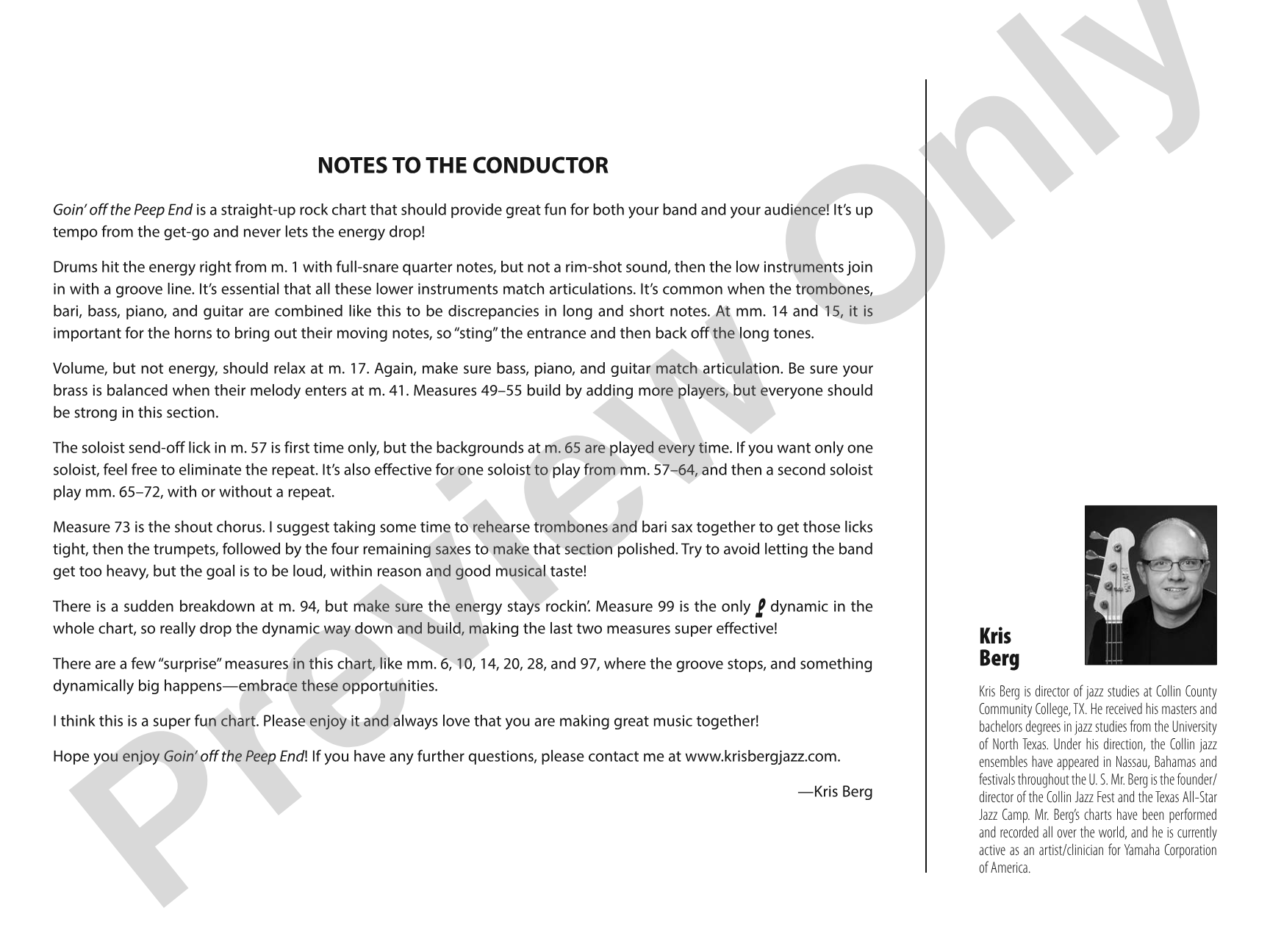 Goin' off the Peep End: Jazz Ensemble Conductor Score & Parts