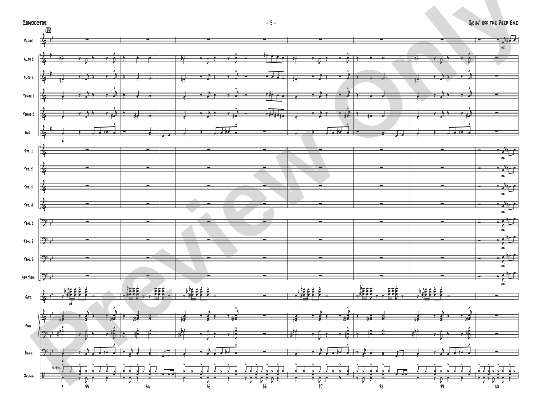 Goin' off the Peep End: Jazz Ensemble Conductor Score & Parts