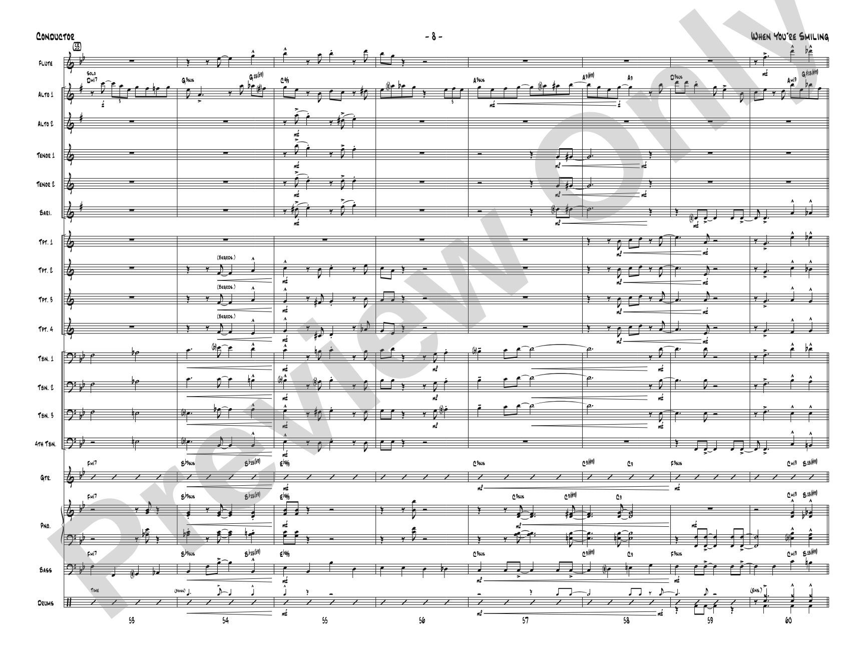 When You're Smiling: Jazz Ensemble Conductor Score & Parts