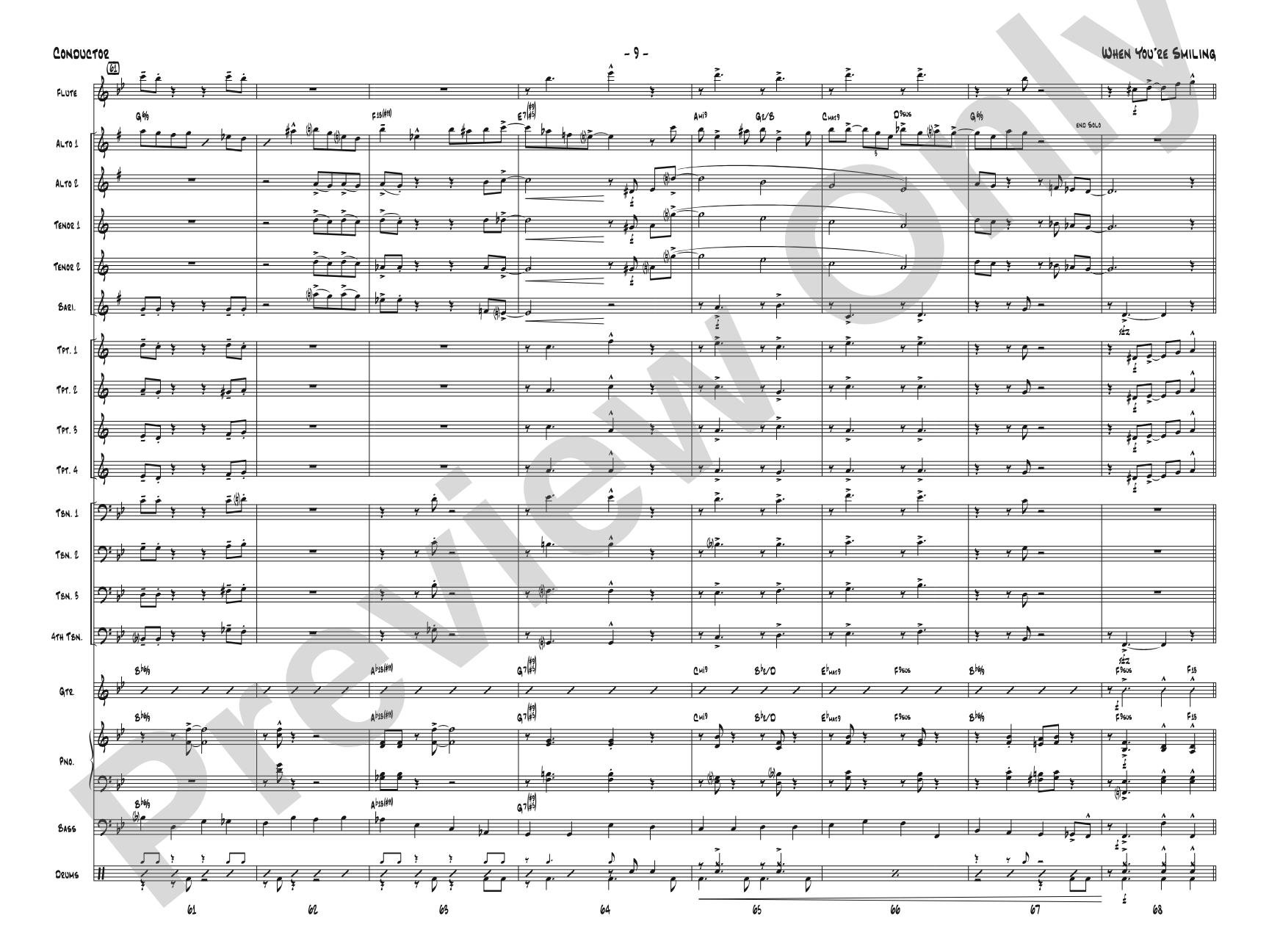 When You're Smiling: Jazz Ensemble Conductor Score & Parts