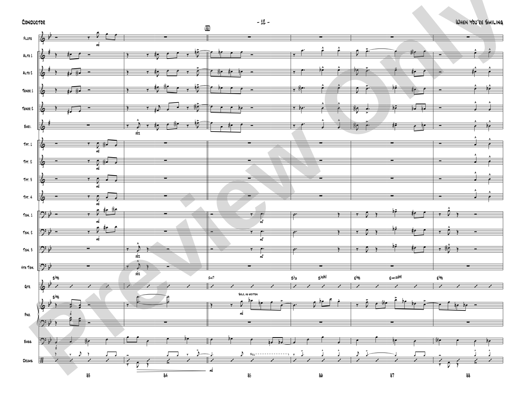 When You're Smiling: Jazz Ensemble Conductor Score & Parts