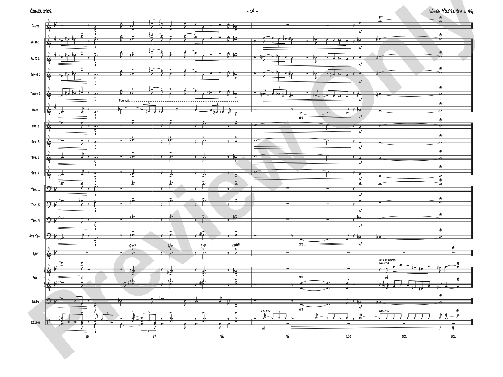 When You're Smiling: Jazz Ensemble Conductor Score & Parts