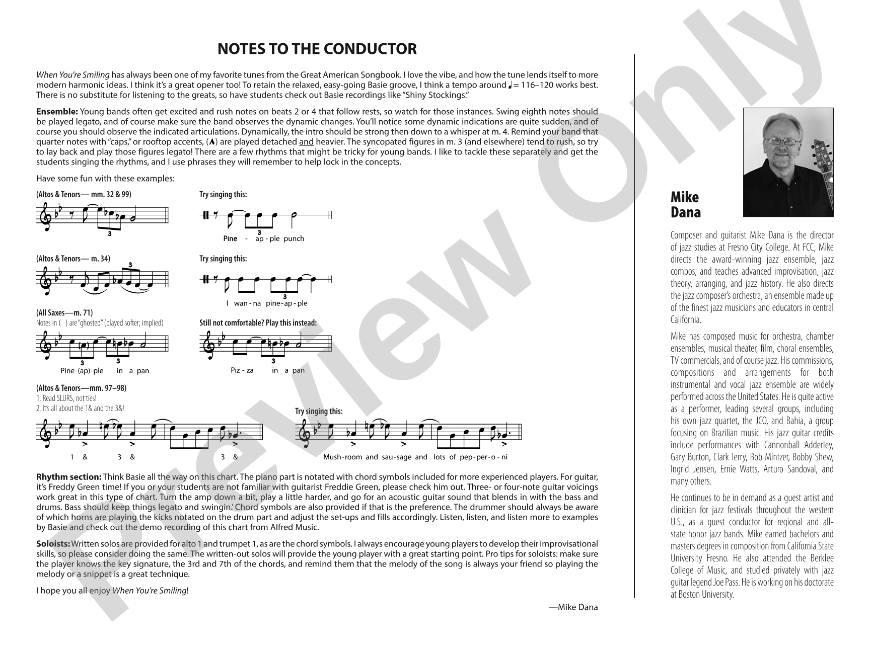 When You're Smiling: Jazz Ensemble Conductor Score & Parts