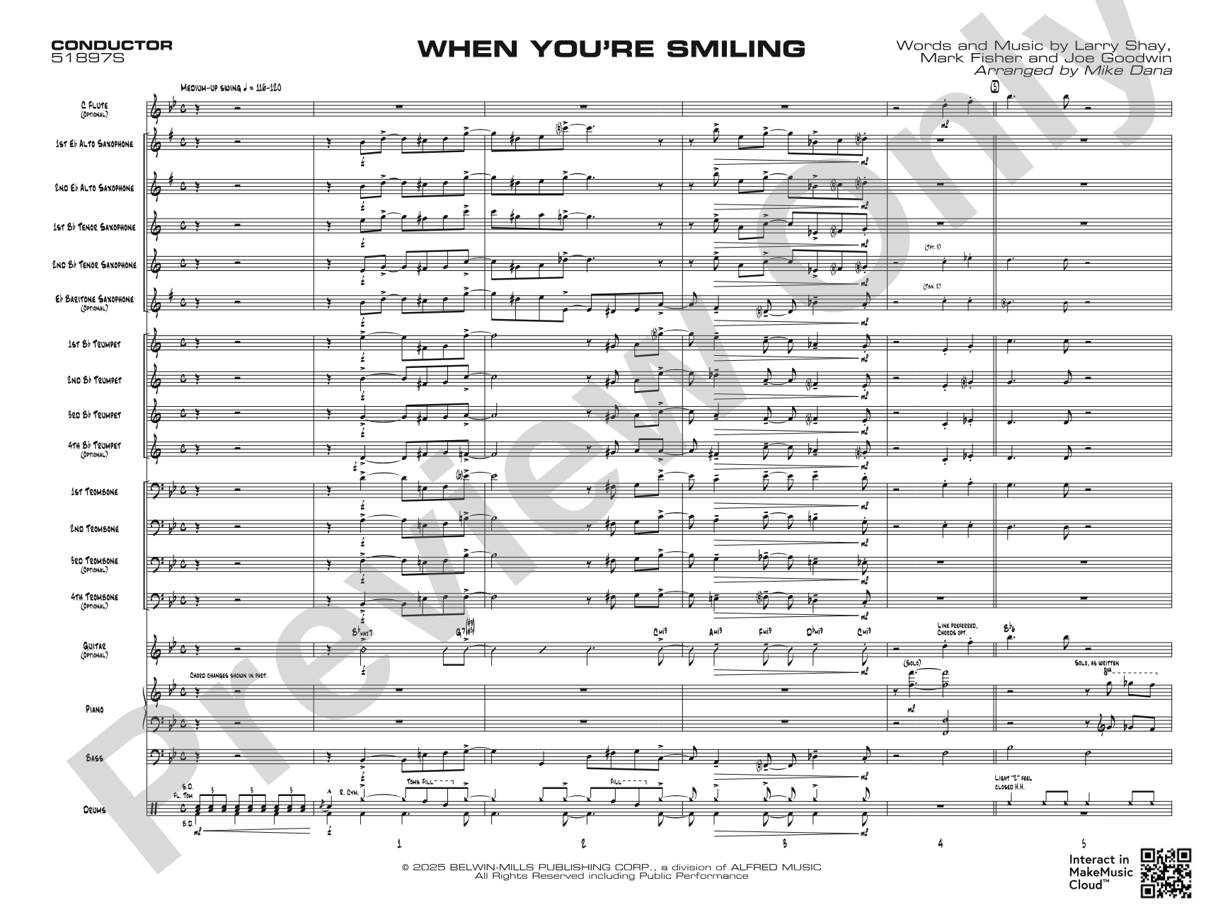 When You're Smiling: Jazz Ensemble Conductor Score & Parts