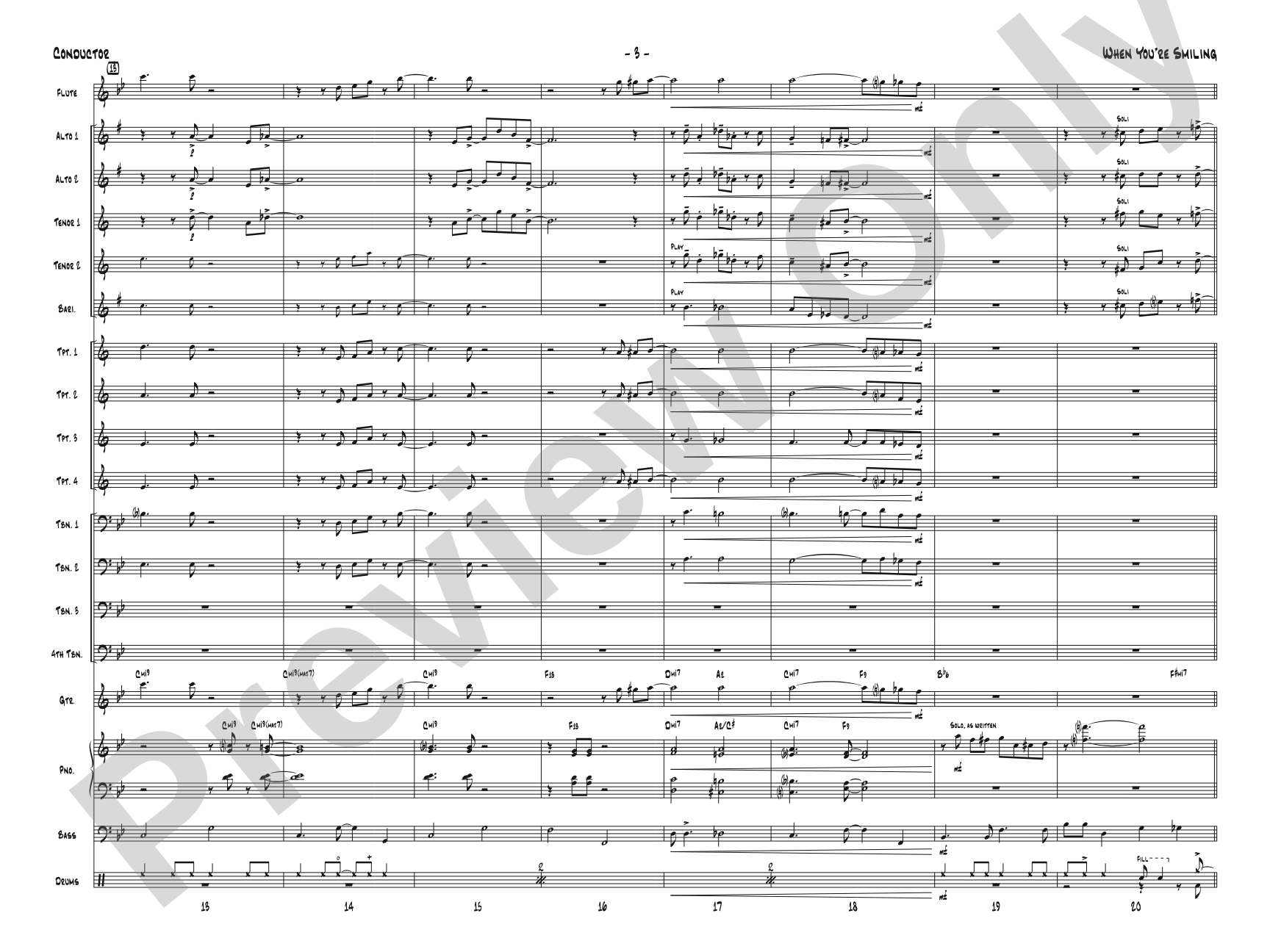 When You're Smiling: Jazz Ensemble Conductor Score & Parts
