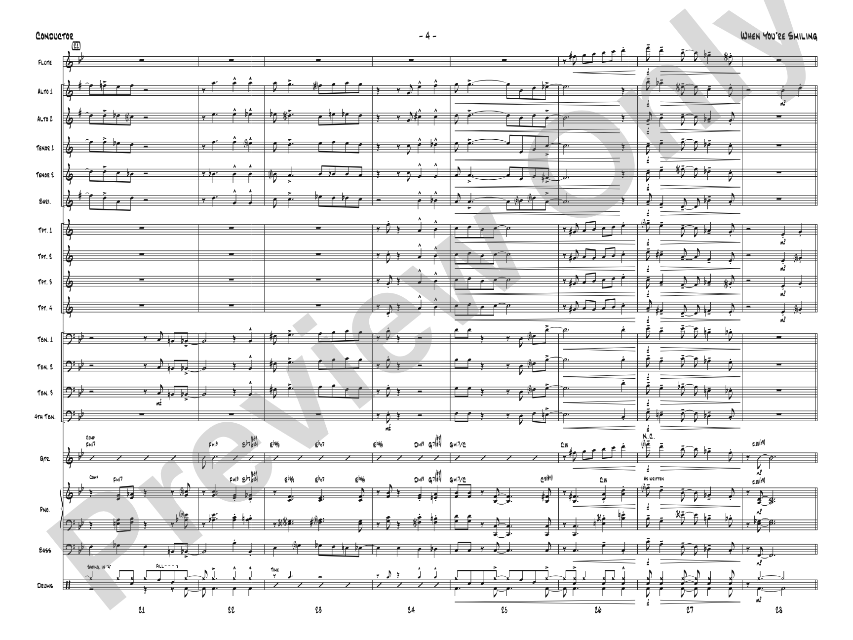 When You're Smiling: Jazz Ensemble Conductor Score & Parts