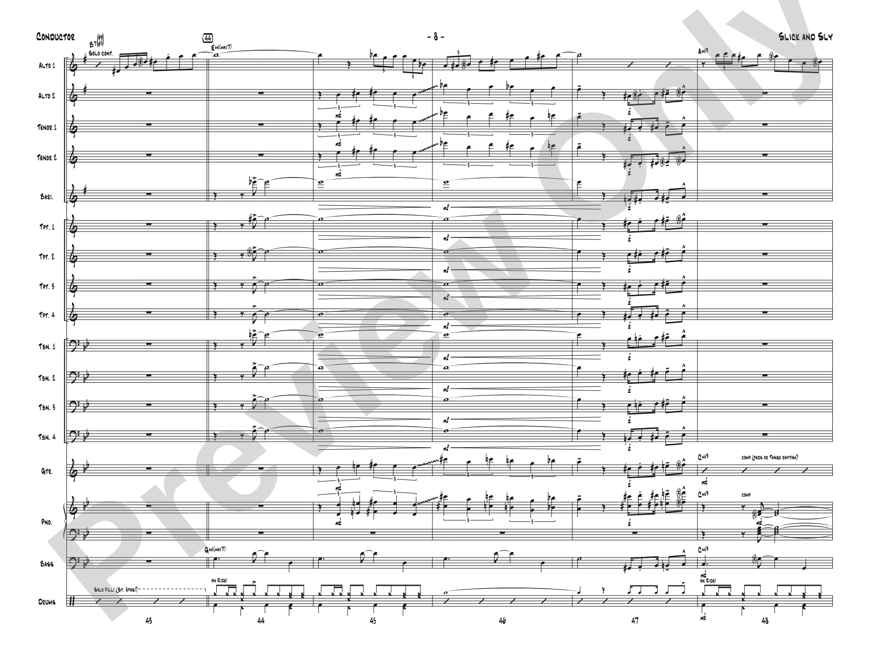 Slick and Sly: Jazz Ensemble Conductor Score & Parts