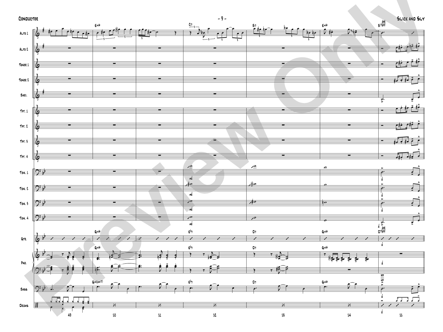 Slick and Sly: Jazz Ensemble Conductor Score & Parts