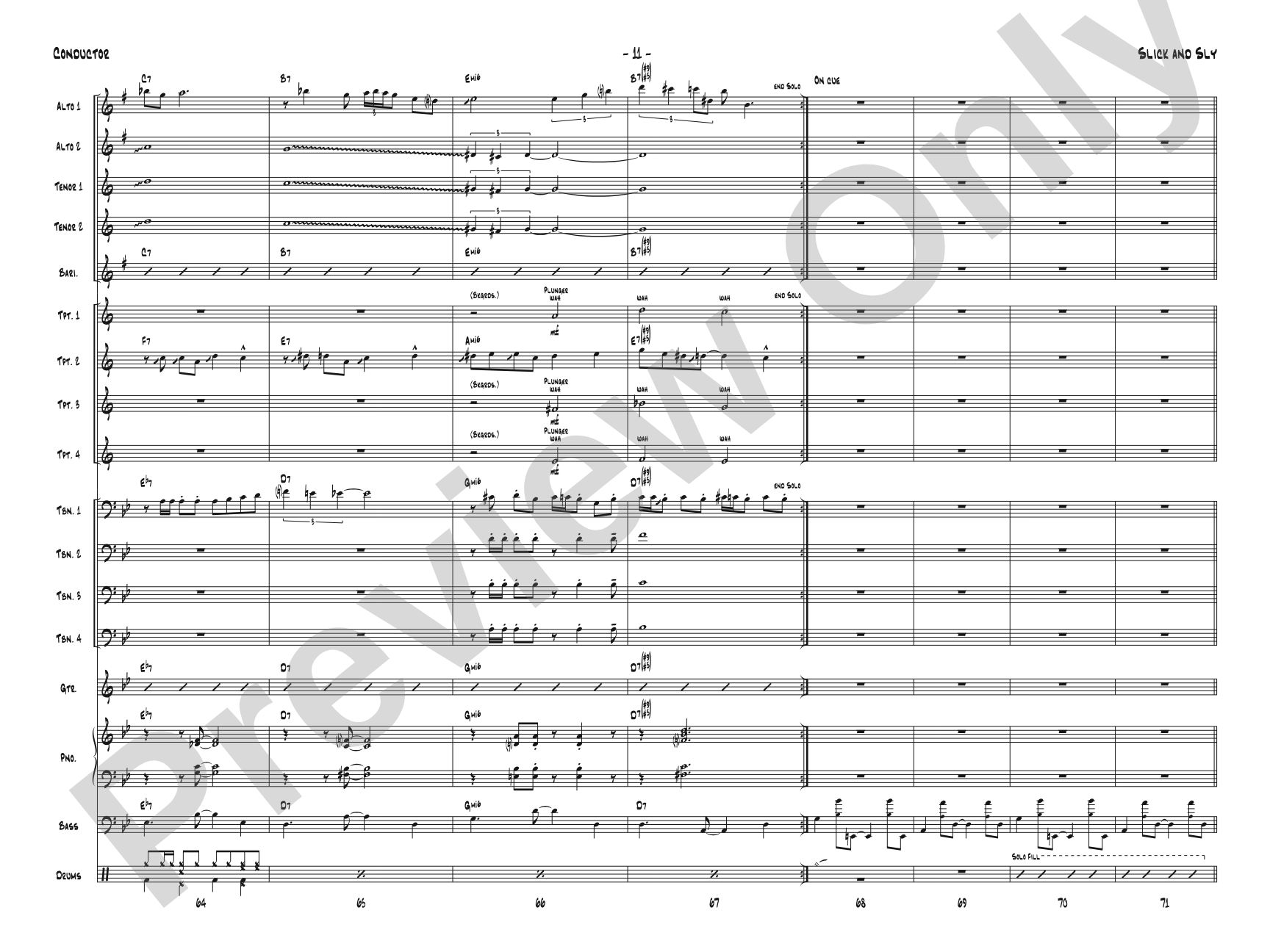 Slick and Sly: Jazz Ensemble Conductor Score & Parts