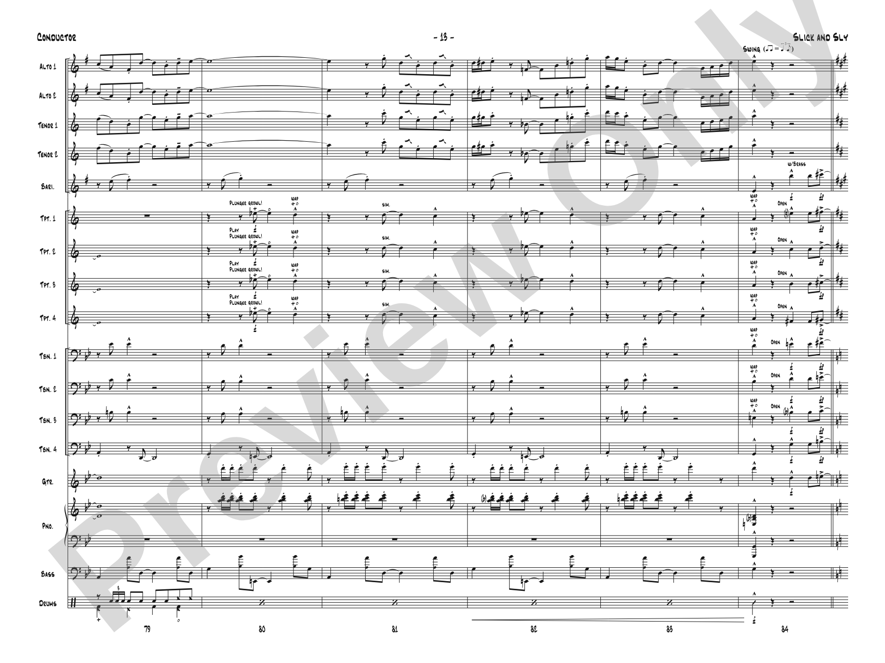 Slick and Sly: Jazz Ensemble Conductor Score & Parts