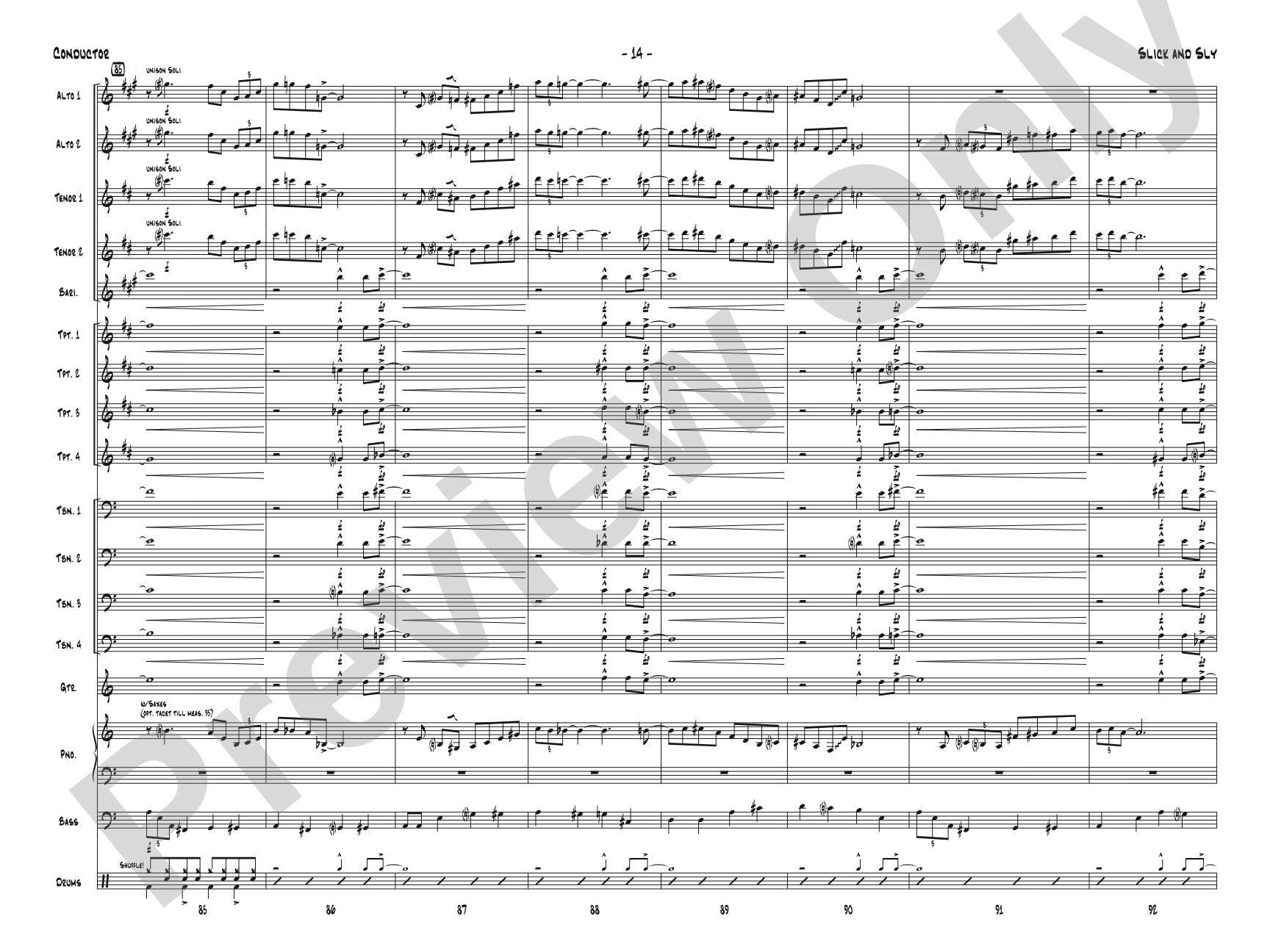 Slick and Sly: Jazz Ensemble Conductor Score & Parts