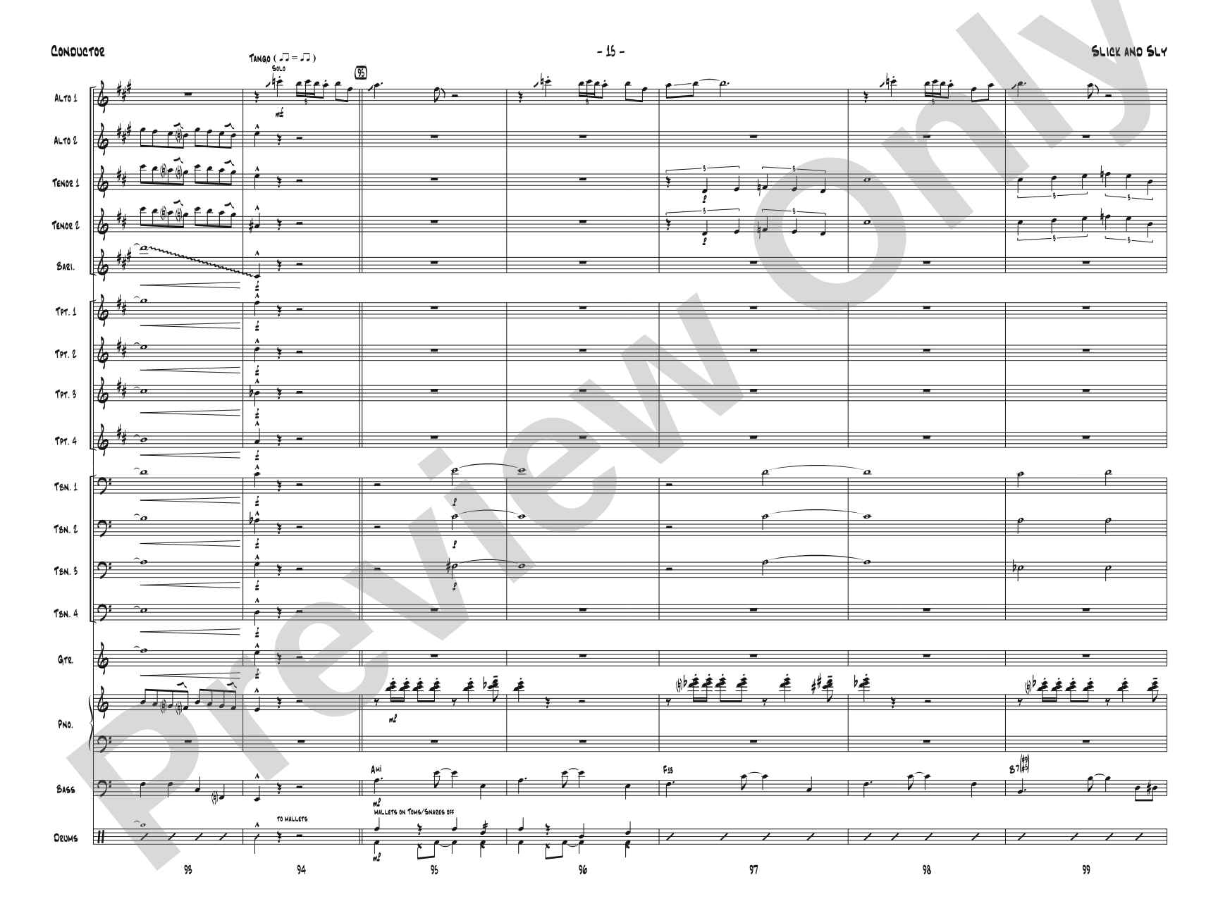 Slick and Sly: Jazz Ensemble Conductor Score & Parts