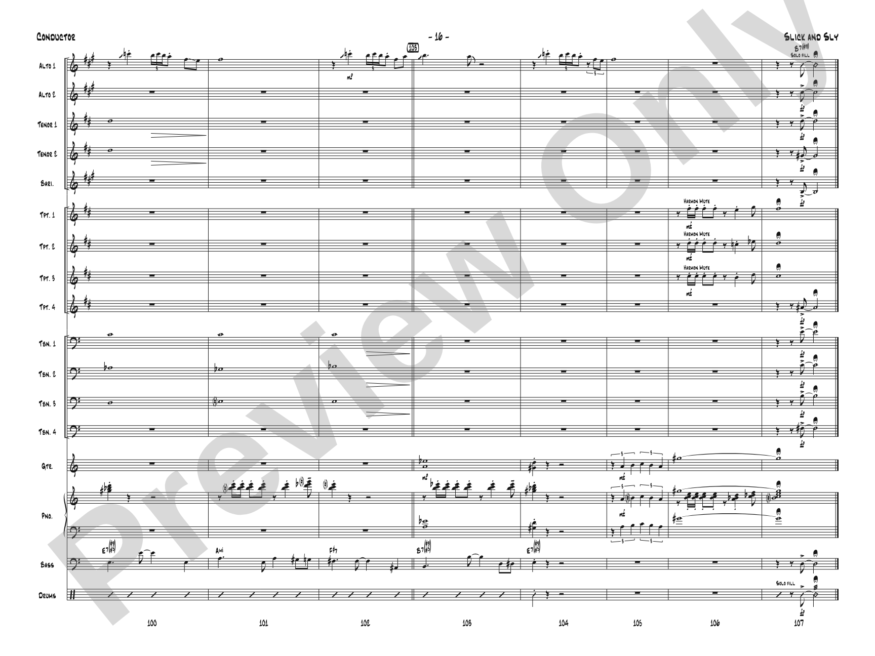Slick and Sly: Jazz Ensemble Conductor Score & Parts