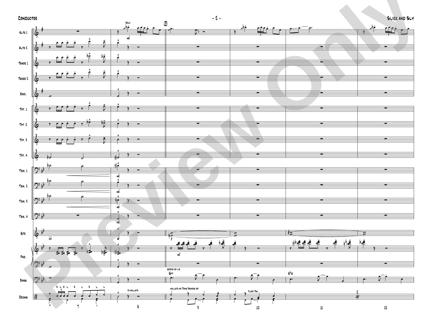Slick and Sly: Jazz Ensemble Conductor Score & Parts