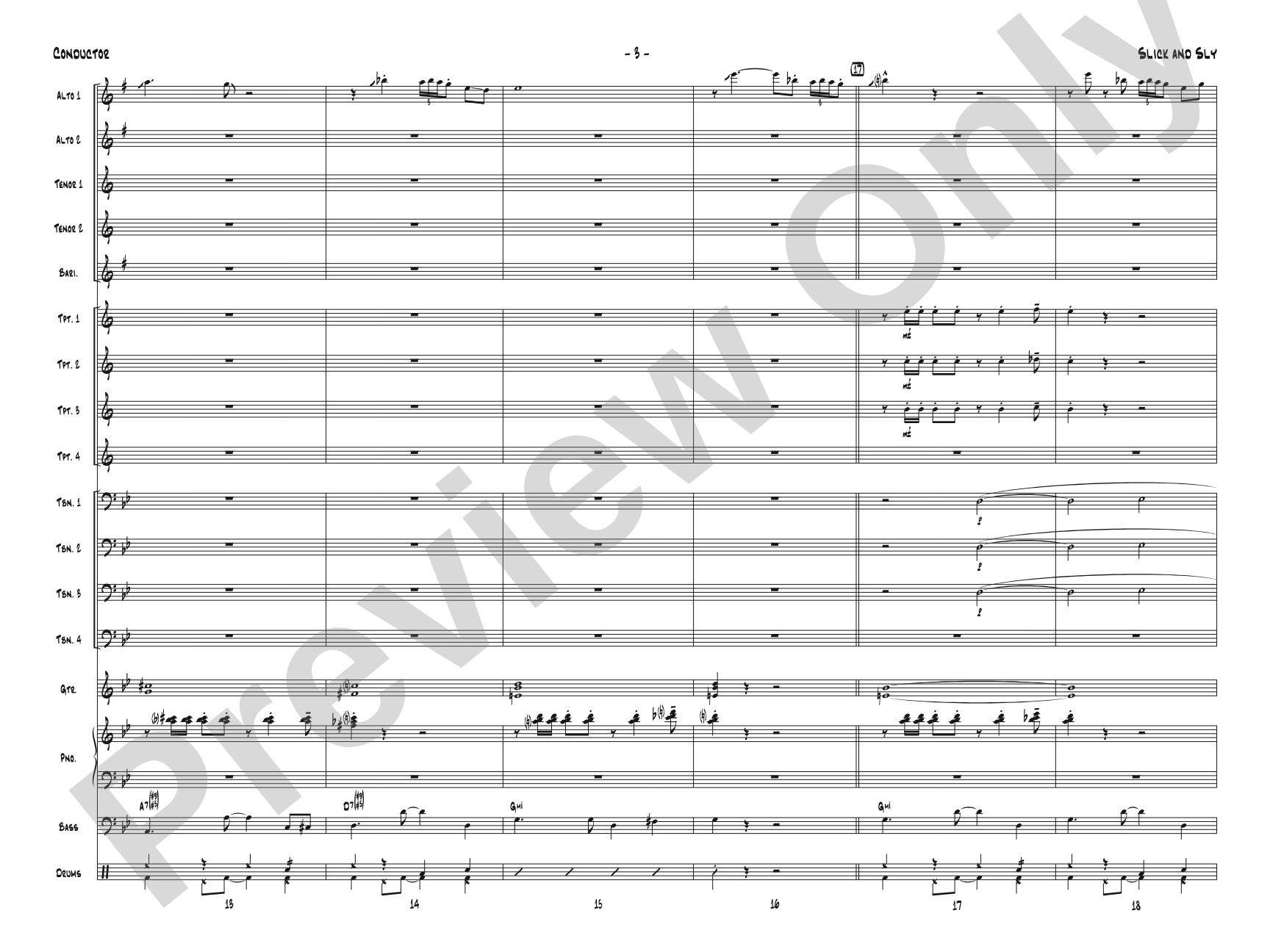 Slick and Sly: Jazz Ensemble Conductor Score & Parts