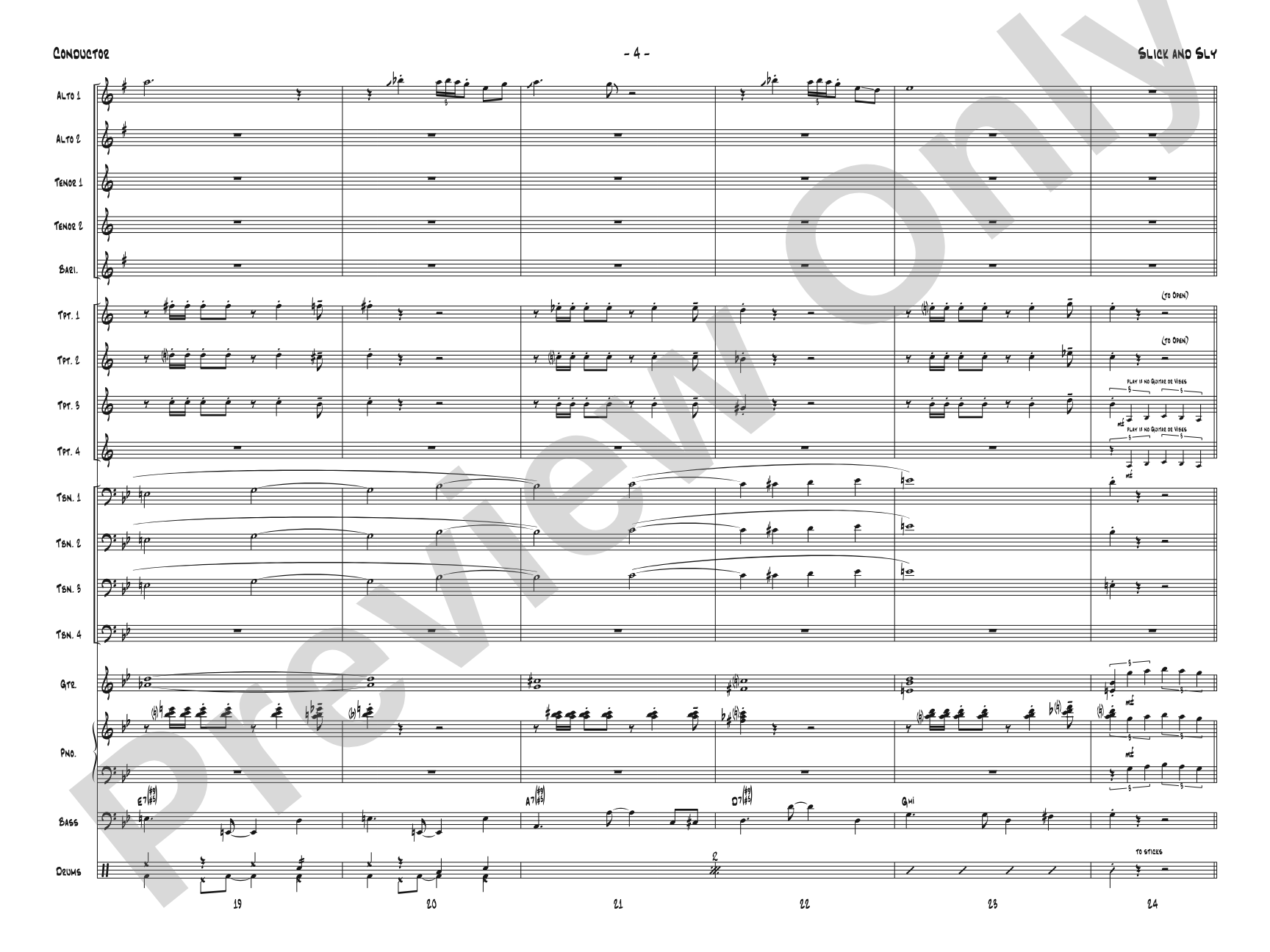 Slick and Sly: Jazz Ensemble Conductor Score & Parts