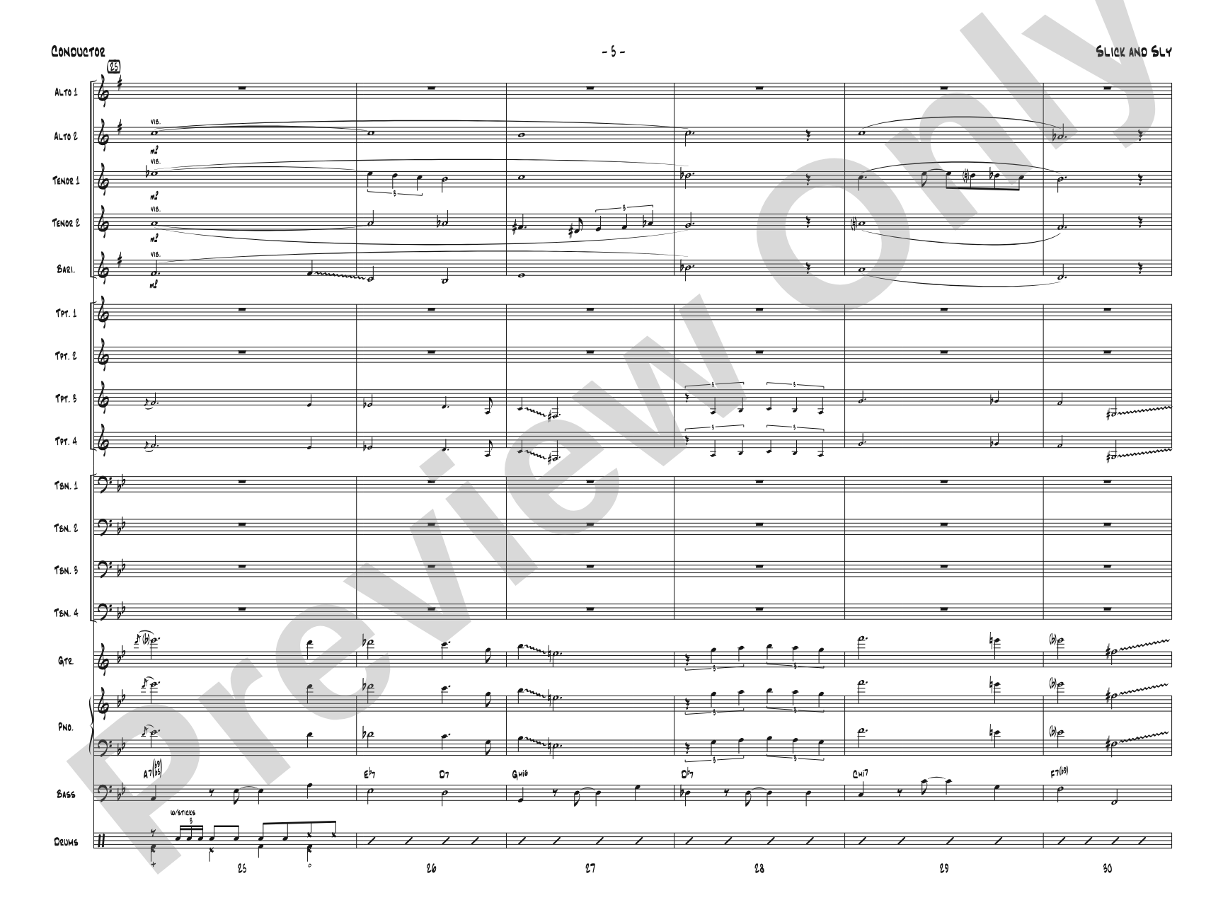Slick and Sly: Jazz Ensemble Conductor Score & Parts