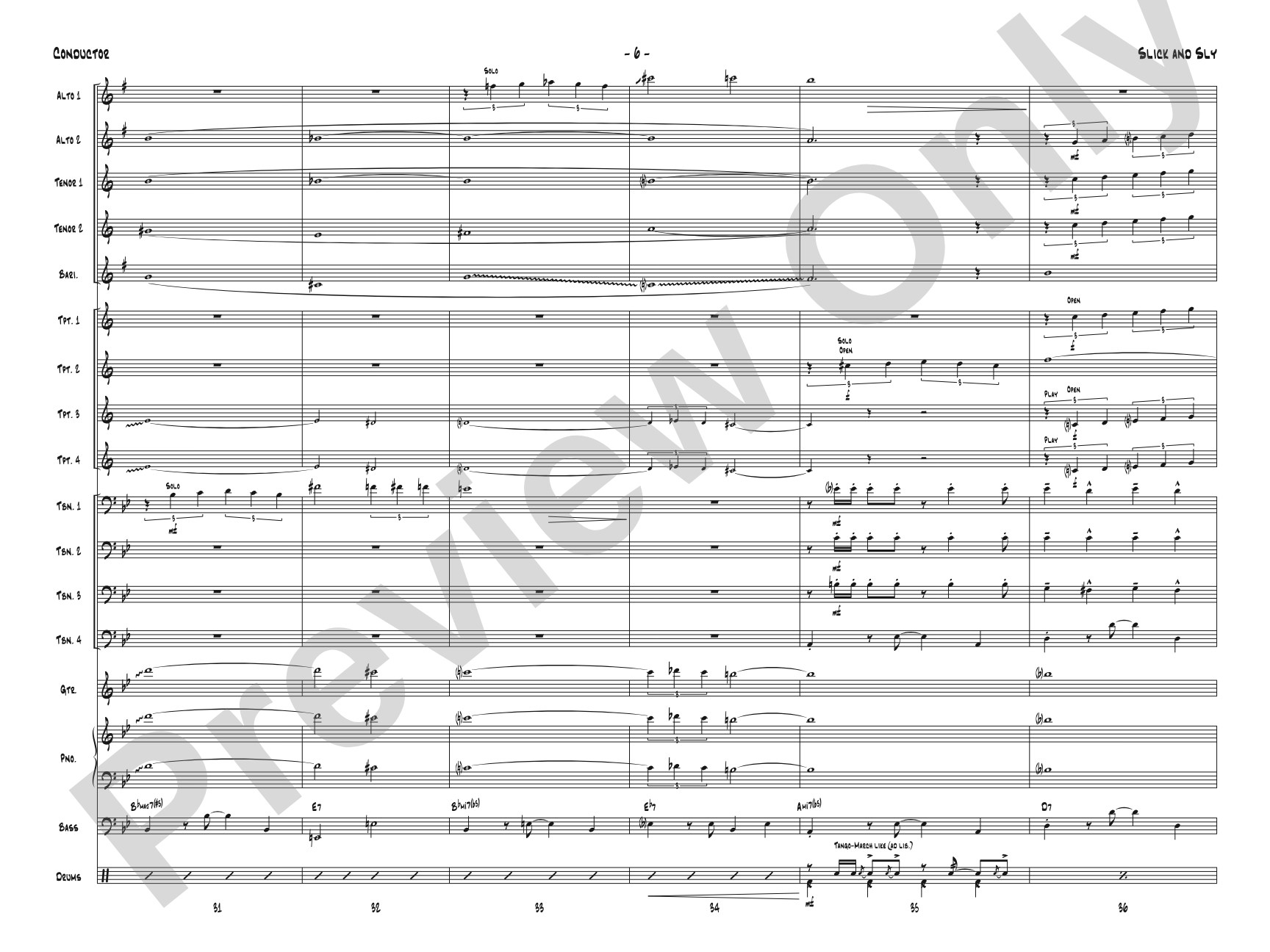 Slick and Sly: Jazz Ensemble Conductor Score & Parts